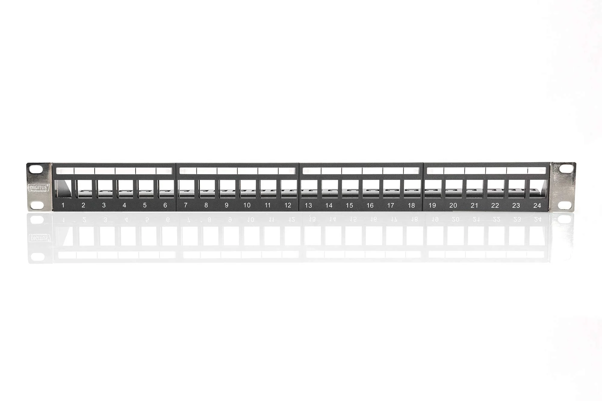 DIGITUS Patchpanel - Modular - Für Keystone-Module - 19-Zoll - 24-Port - Geschirmt - Rack-Montage 1HE - V2 - Schwarz - Image 3