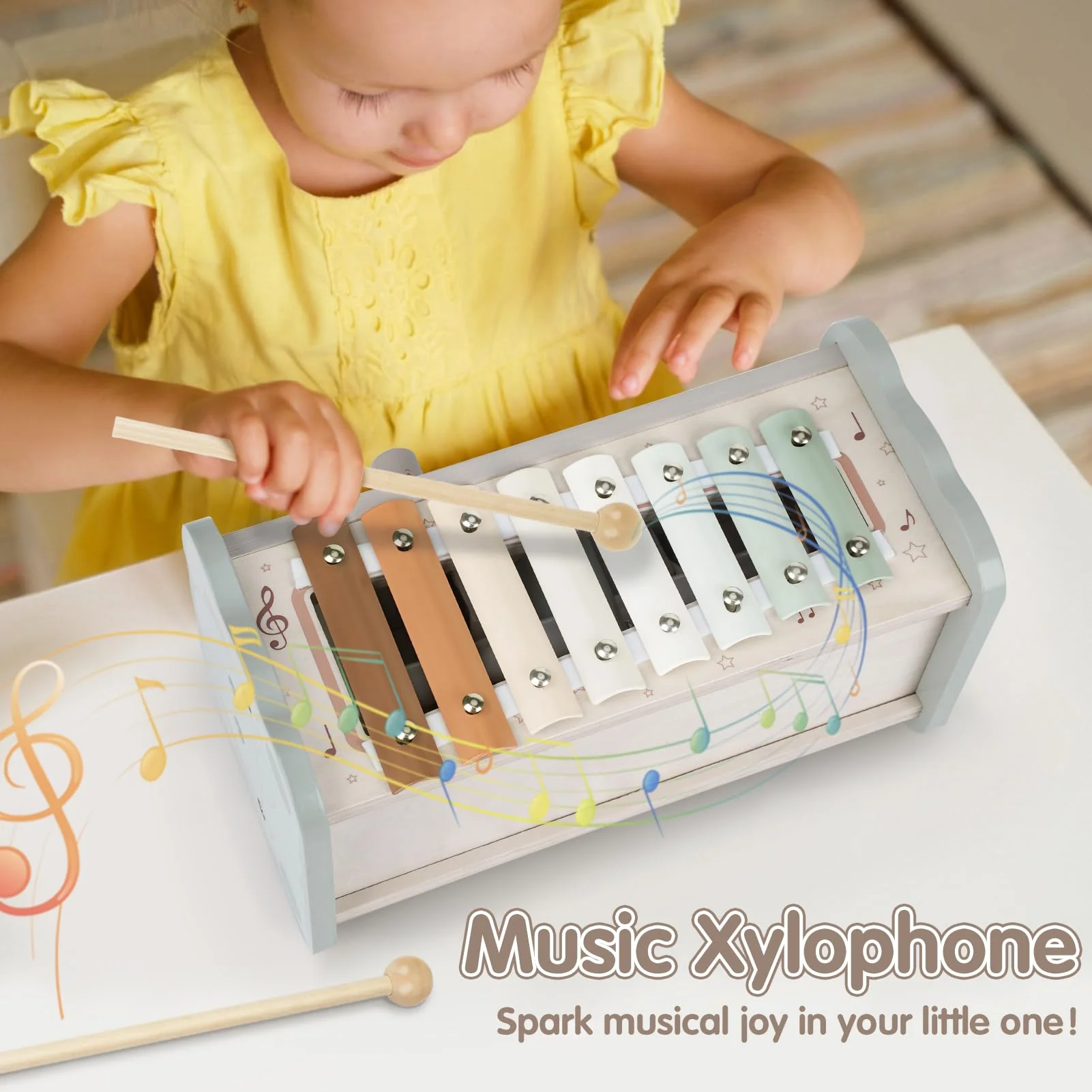 DINORUN Montessori Spielzeug ab 1 Jahr, Hammerspiel Holzspielzeug Motorikspielzeug, Xylophon Kinder 1 Jahr, Geschenk Kinderspielzeug ab 1 2 3 4 Jahre Mädchen Junge - Image 5