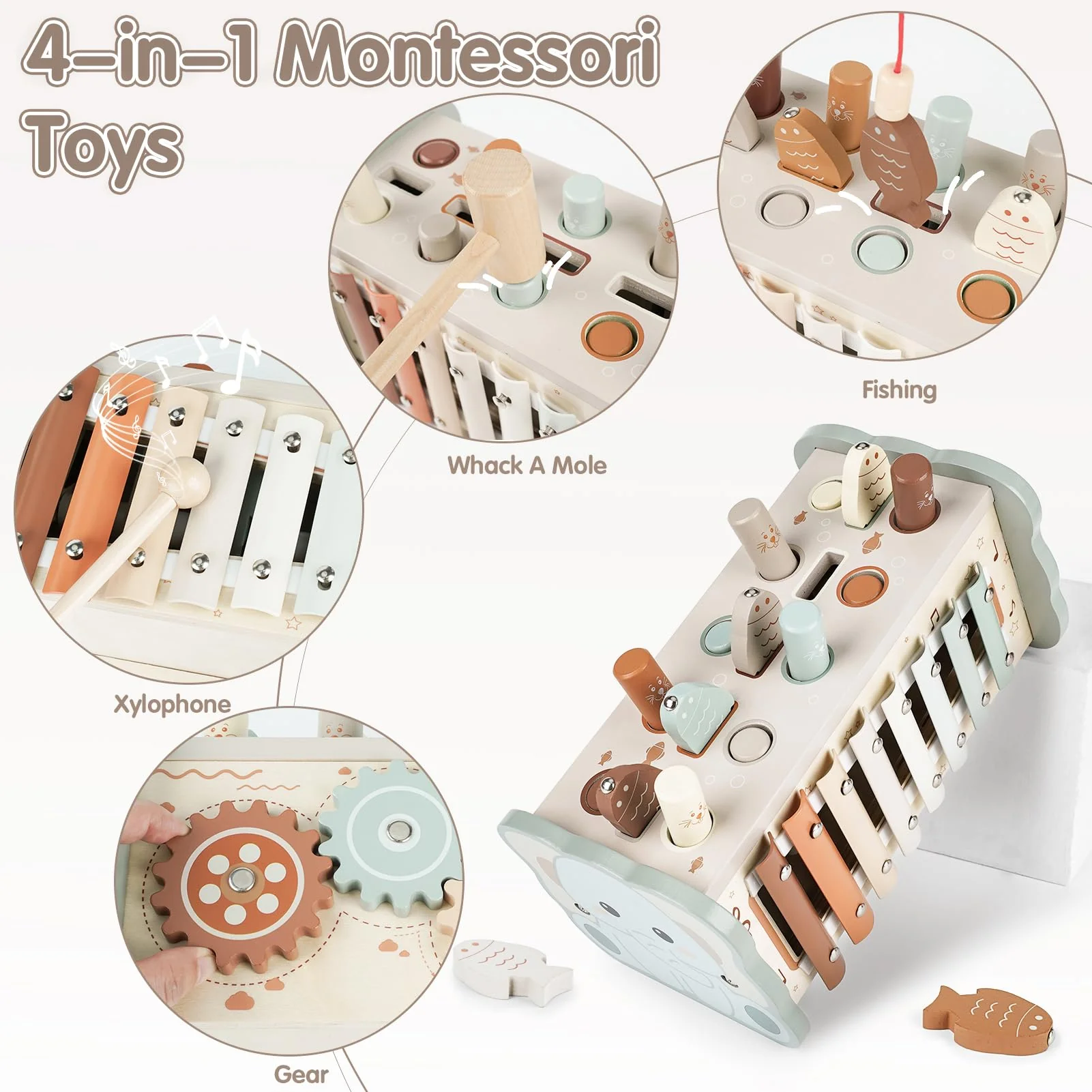 DINORUN Montessori Spielzeug ab 1 Jahr, Hammerspiel Holzspielzeug Motorikspielzeug, Xylophon Kinder 1 Jahr, Geschenk Kinderspielzeug ab 1 2 3 4 Jahre Mädchen Junge - Image 7