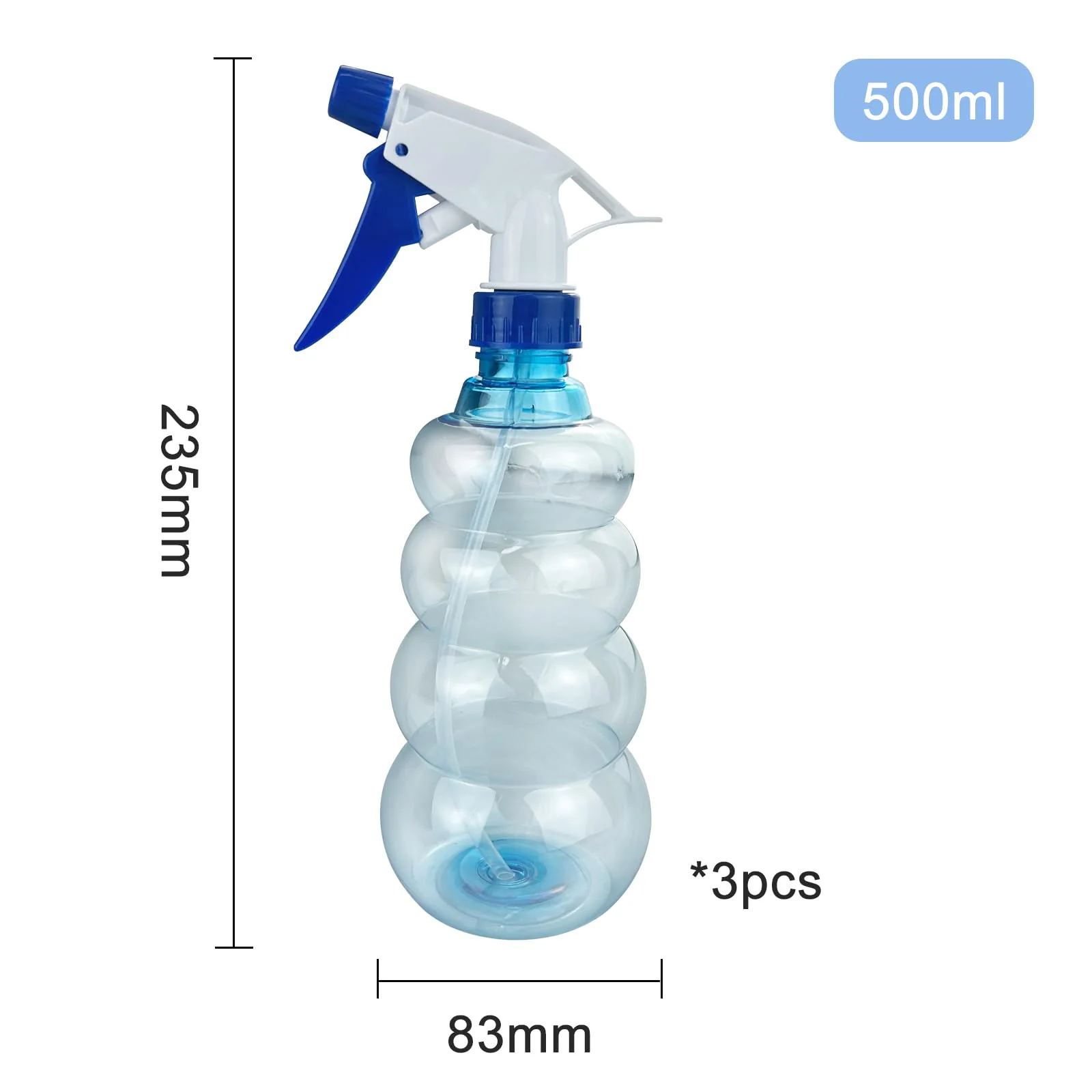 Diompirux 3 Stücke 500ml Farbe transparent Sprühflasche mit Verstellbare Sprühkopf,Pflanzen Wasserspritze Blumensprüher Sprühflaschen für Hausreinigung,Friseur,Pflanzen,Blumen(Rosa/Grün/Blau) - Image 5
