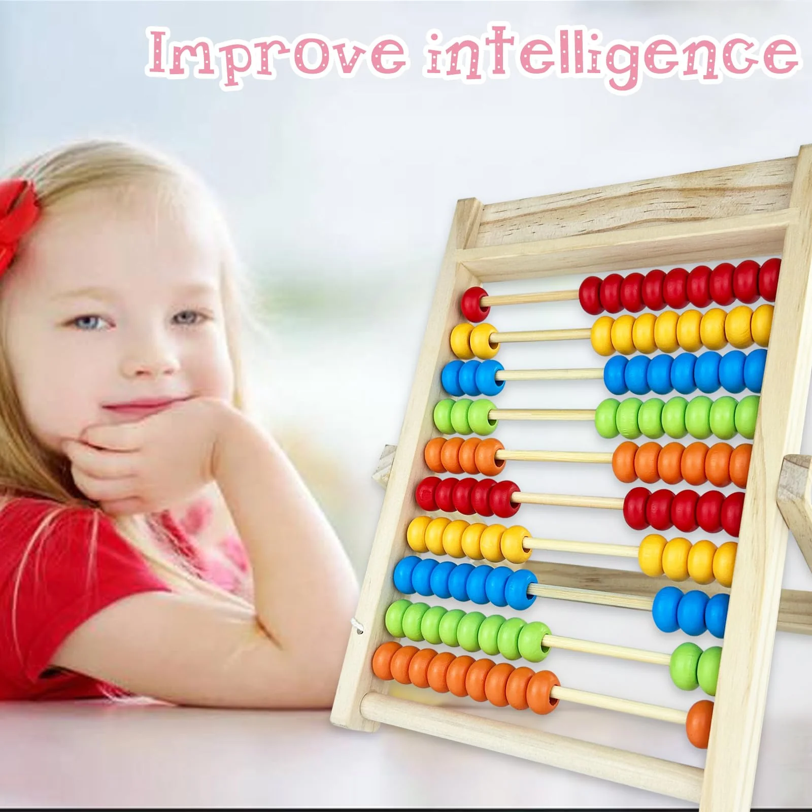 Diompirux Rechenschieber Rechenrahmen mit 100 bunten Perlen/Zählstäbchen/Digitale Karten, Abacus Rechner Kinder ab 3 Jahre Abakus Zählrahmen von 1-100, Aufklärung Spielzeug für Kinder - Image 6