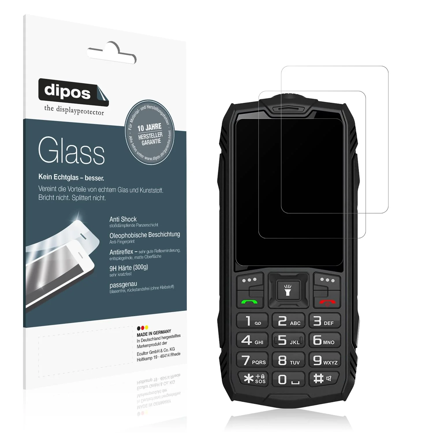 dipos I 2x Displayschutz 9H matt kompatibel mit Hammer H Basalt Schutzfolie Anti-Shock Folie - Image 6