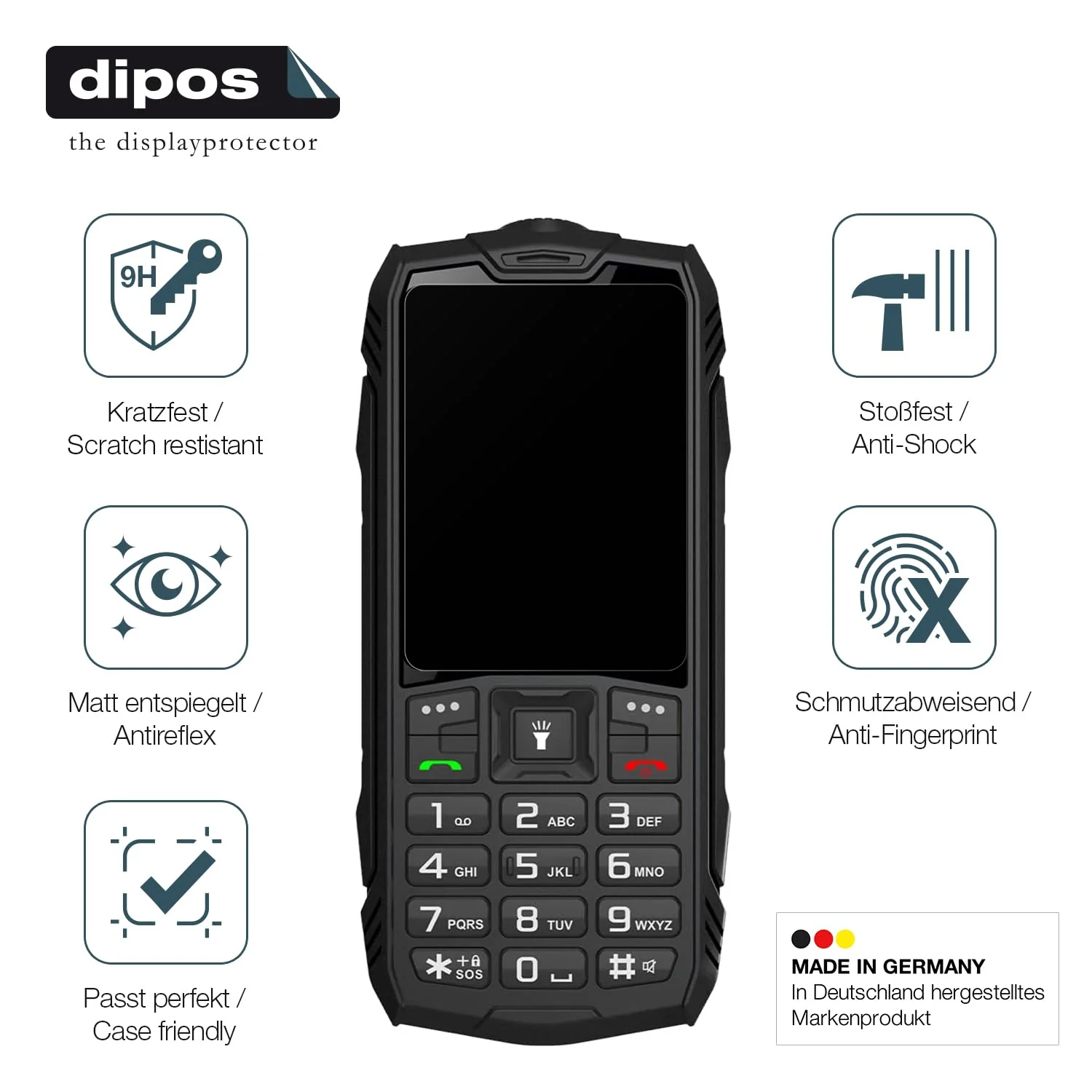 dipos I 2x Displayschutz 9H matt kompatibel mit Hammer H Basalt Schutzfolie Anti-Shock Folie - Image 8