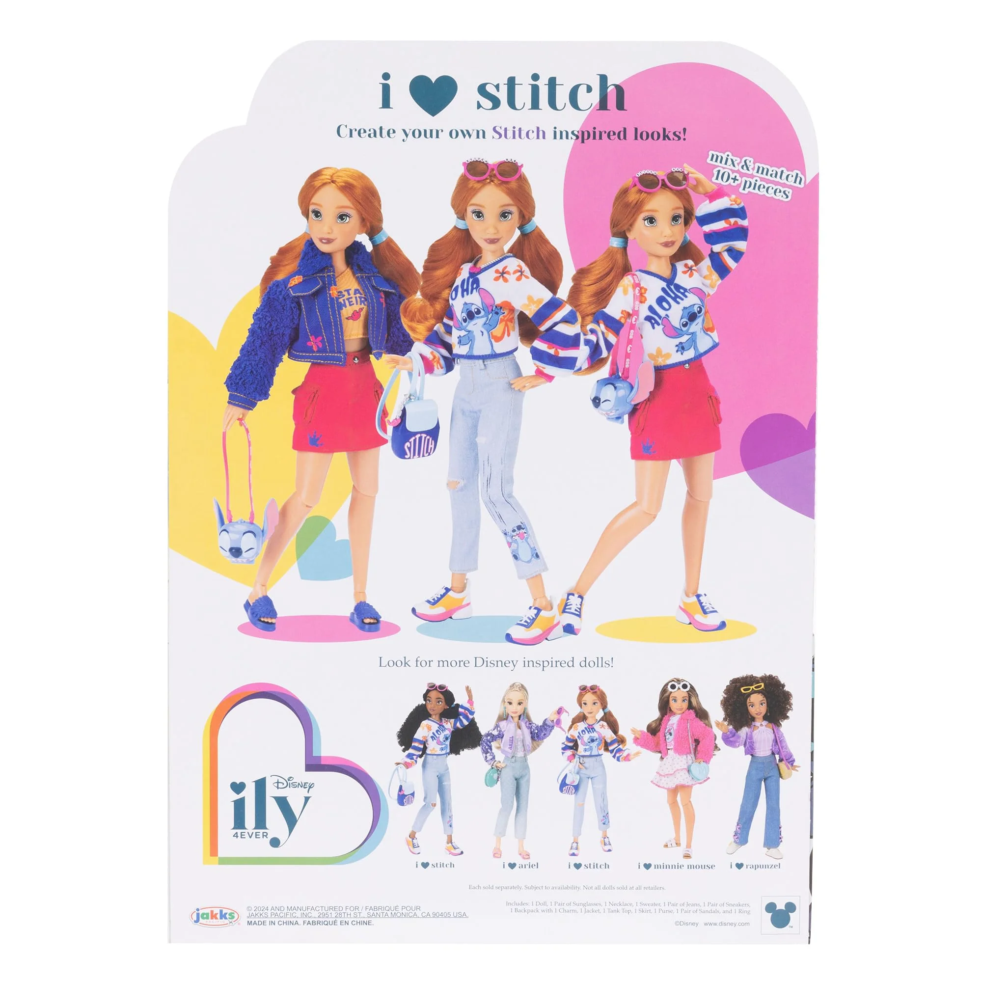 Disney ILY 4EVER Fashion Dolls Stitch with Red Hair 11.5" Tall with 13 Points of Articulation, Two Complete Mix-and-Match Outfits and Glittery Mickey Ring for You! - Image 4