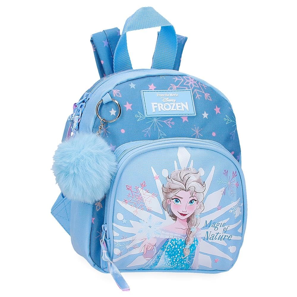 Disney Joumma Bags Eiskönigin Magic Kinderrucksack, blau, aus Polyester, verstellbare Träger für bequemes Tragen, verschiedene Fächer, mit blauem Bommel, blau, Kindergarten-Rucksack