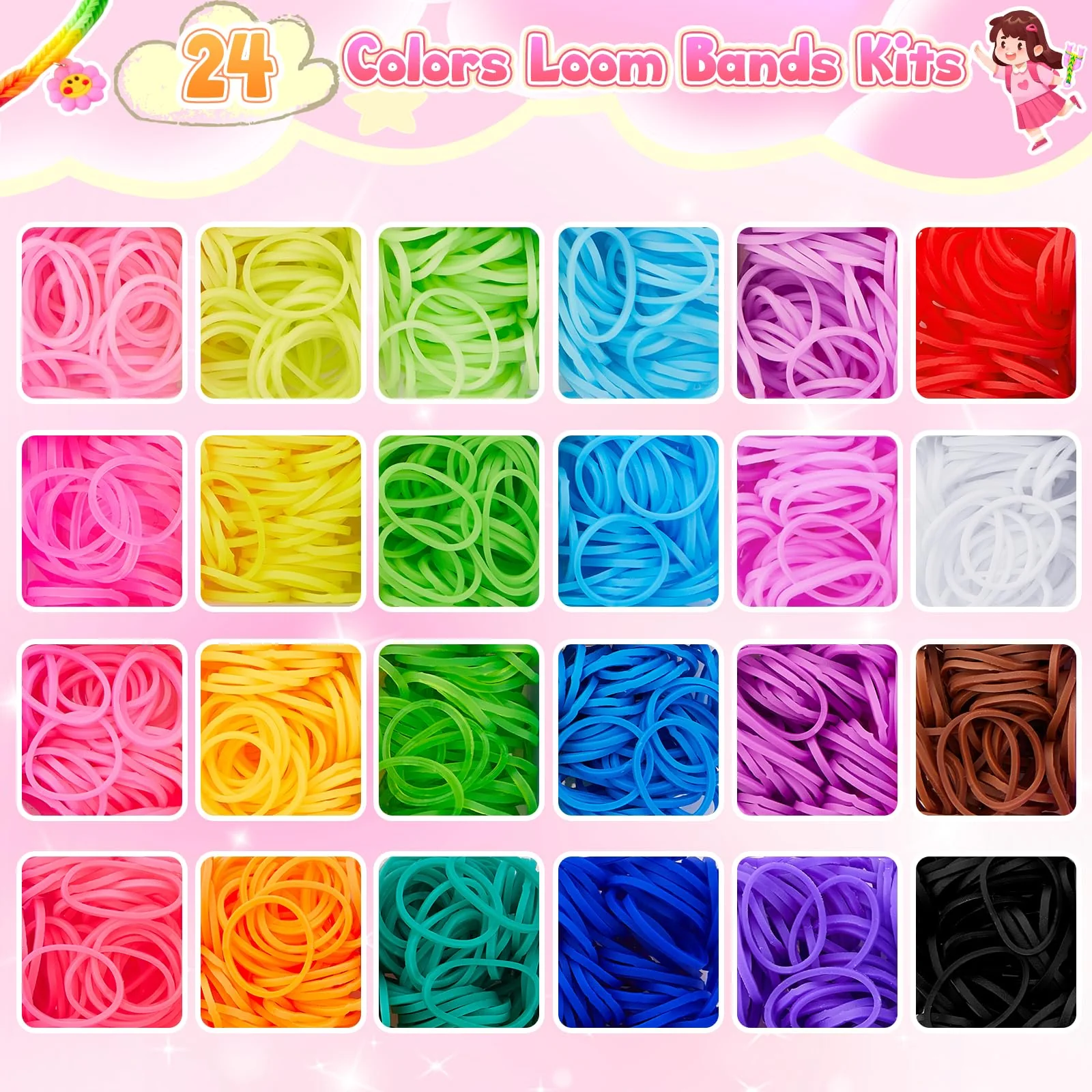 DIYLAND Loom Bänder Set, 2 Boxen Basteln Mädchen 6 7 8 9 10 jahre, Bunte Gummibänder Kit Armbänder Selber Machen,19 Typen Perlen Haken Charms mit Geschenkbox für Anfänger Junge Mädchen Geschenk - Image 6