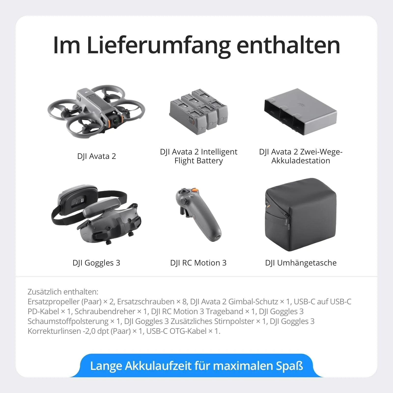 DJI Avata 2 Fly More Combo Bundle (3 Akkus), FPV-Drohne mit 4K-Kamera, 69 Minuten max. Flugzeit, Akrobatik auf Tastendruck, Kameradrohne mit Goggles 3 und RC Motion 3, mit Propellerschutz - Image 3