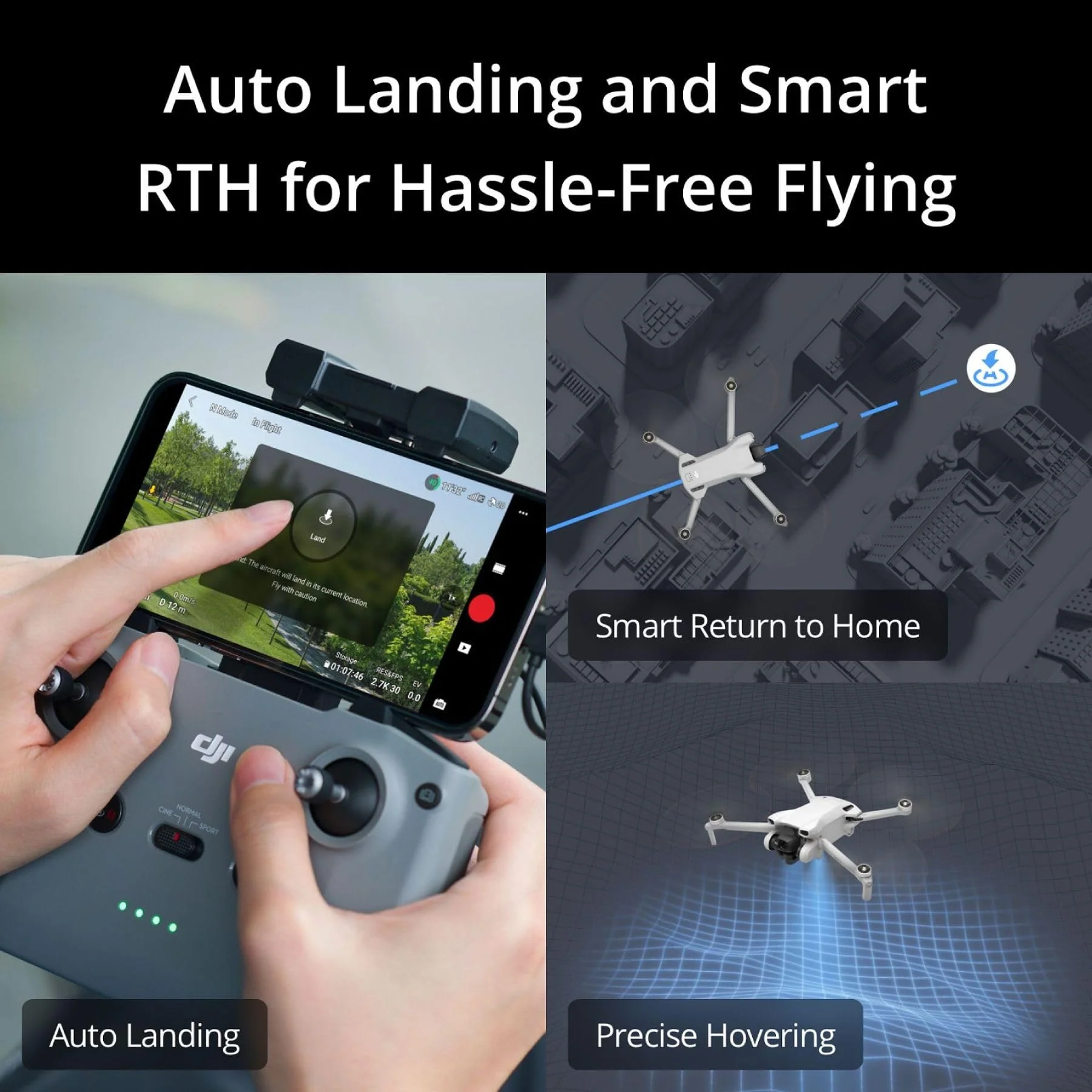 DJI Mini 3 (DJI RC) – Leichte und faltbare Mini-Kameradrohne mit 4K HDR-Video, 38 min Flugzeit, Fernsteuerung, echten vertikalen Aufnahmen und intelligenten Funktionen, Grau - Image 6
