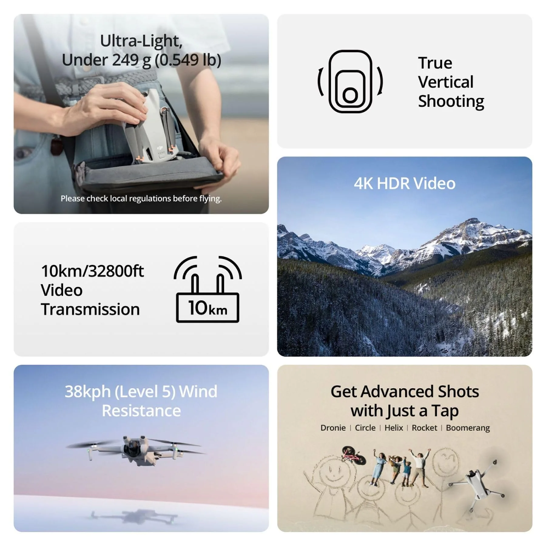 DJI Mini 3 (DJI RC) – Leichte und faltbare Mini-Kameradrohne mit 4K HDR-Video, 38 min Flugzeit, Fernsteuerung, echten vertikalen Aufnahmen und intelligenten Funktionen, Grau - Image 8
