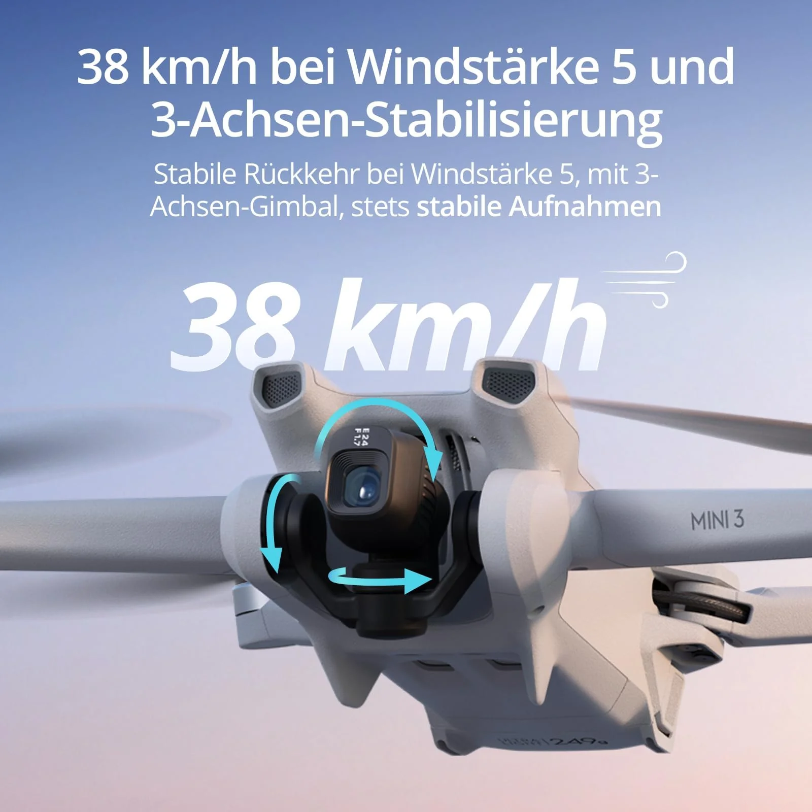 DJI Mini 3 Drohne – Ultraleichte Faltbare 4K HDR Video Kameradrohne unter 249g, 38 min Flugzeit, Echte Vertikalaufnahmen, 3-Achsen-Gimbal, 10 km HD-Videoübertragung, Windresistent, Autom. Rückkehr, C0 - Image 6