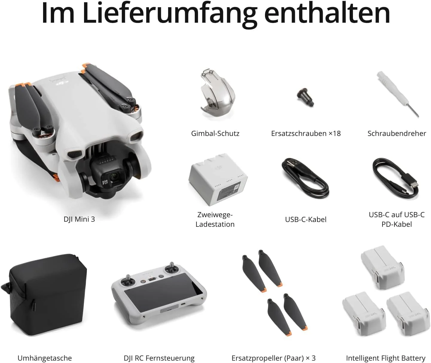 DJI Mini 3 Fly More Combo (DJI RC) – Leichte und faltbare mini-Kameradrohne mit 4K HDR-Video, 3 Batterien für 114 Minuten Flugzeit (Kartenleser + Speicherkarte + Ladestecker) - Image 3