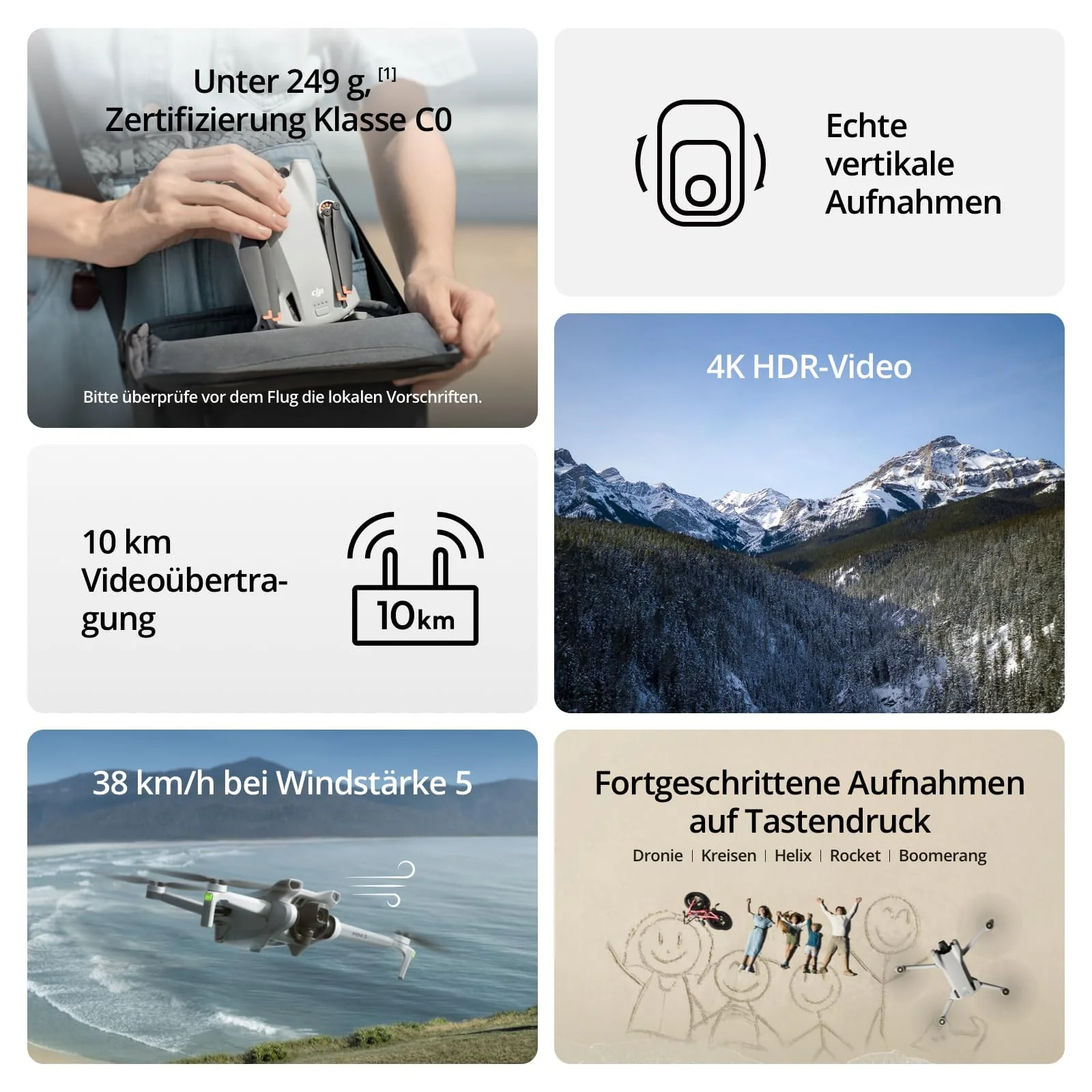 DJI Mini 3 Fly More Combo (DJI RC) – Leichte und faltbare mini-Kameradrohne mit 4K HDR-Video, 3 Batterien für 114 Minuten Flugzeit (Kartenleser + Speicherkarte + Ladestecker) - Image 8