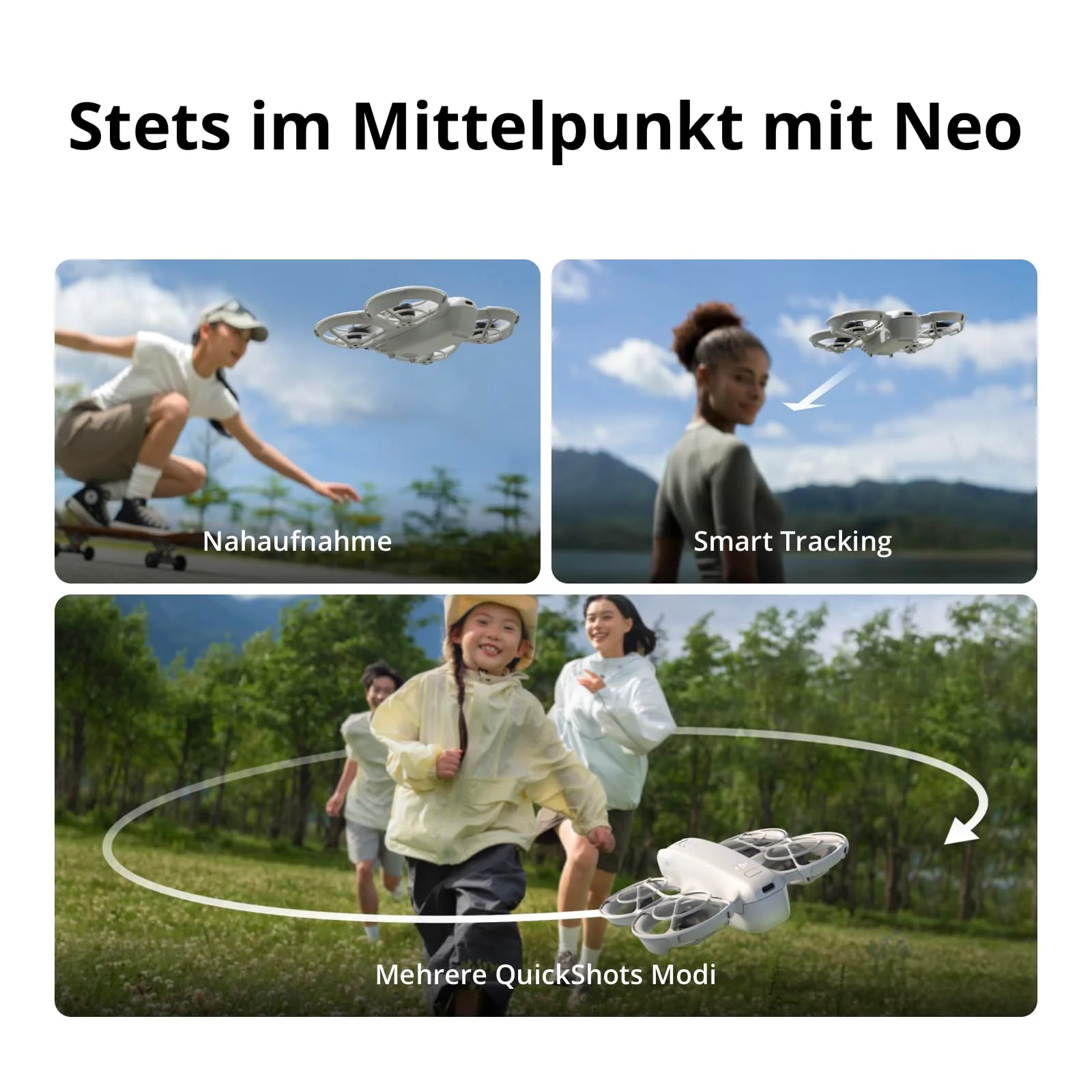 DJI Neo Motion Fly More Combo – Mini Drohne mit Kamera 4K UHD Für Erwachsene, 135g, Follow-Me, Handstart, Motivverfolgung, QuickShots, Integrierter Propellerschutz, C0, mit RC Motion 3 und 3 Akkus - Image 7