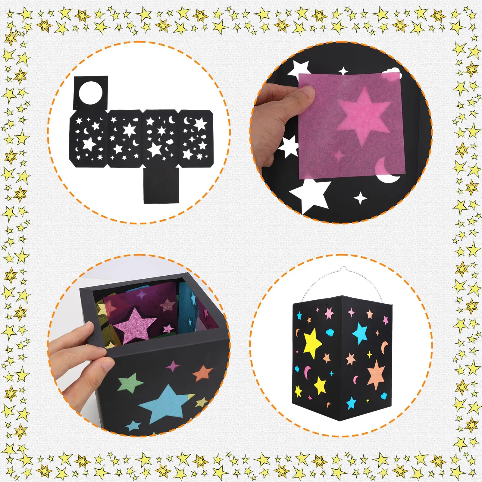 DKINY 4PCS Laternen Bastelset Kinder Sterne Laternen zum Selber Basteln Stern Papierlaternen Bastelsets Saint Martin Laterne Basteln Kreativset Geschenk Junge Mädchen Weihnachten St. Martin - Image 3