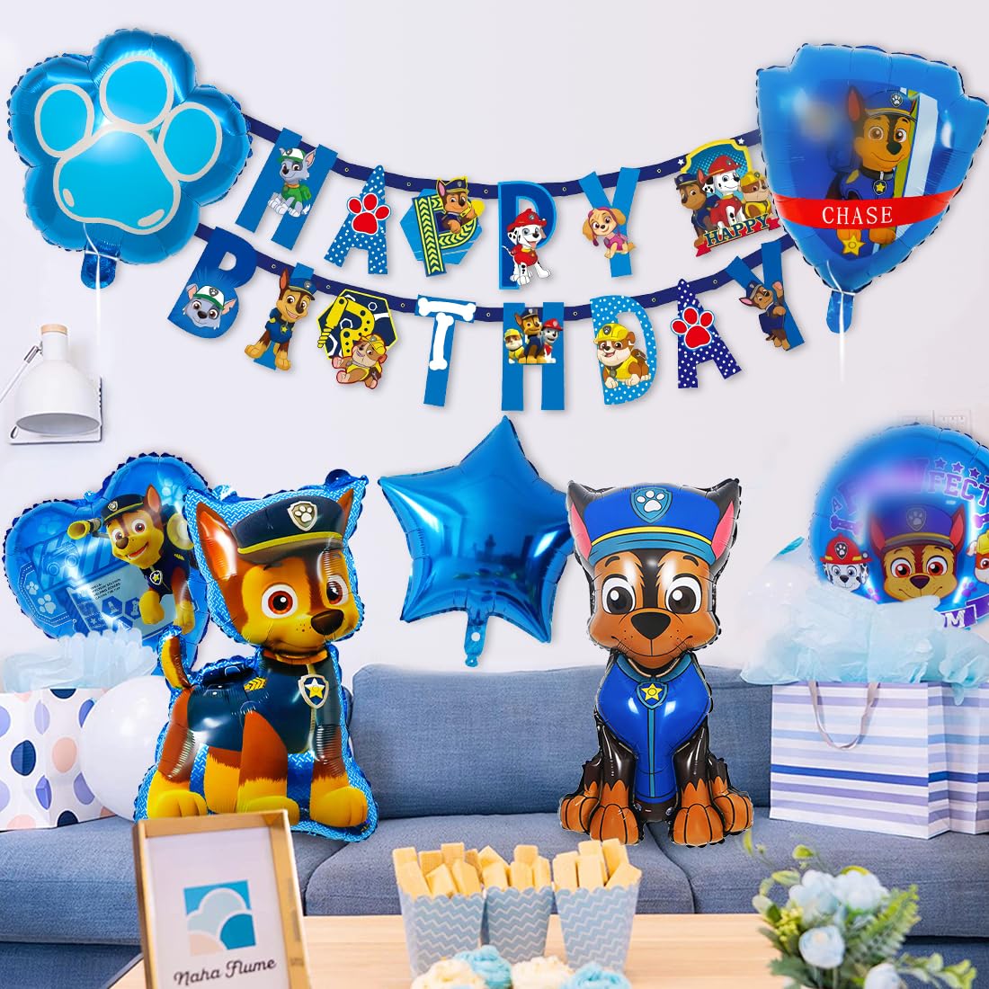 Dog Patrol Geburtstag Deko 4 Jahre, Luftballon Folienballon Blau, Happy Birthday Banner für Dekoration Kindergeburtstag - Image 4