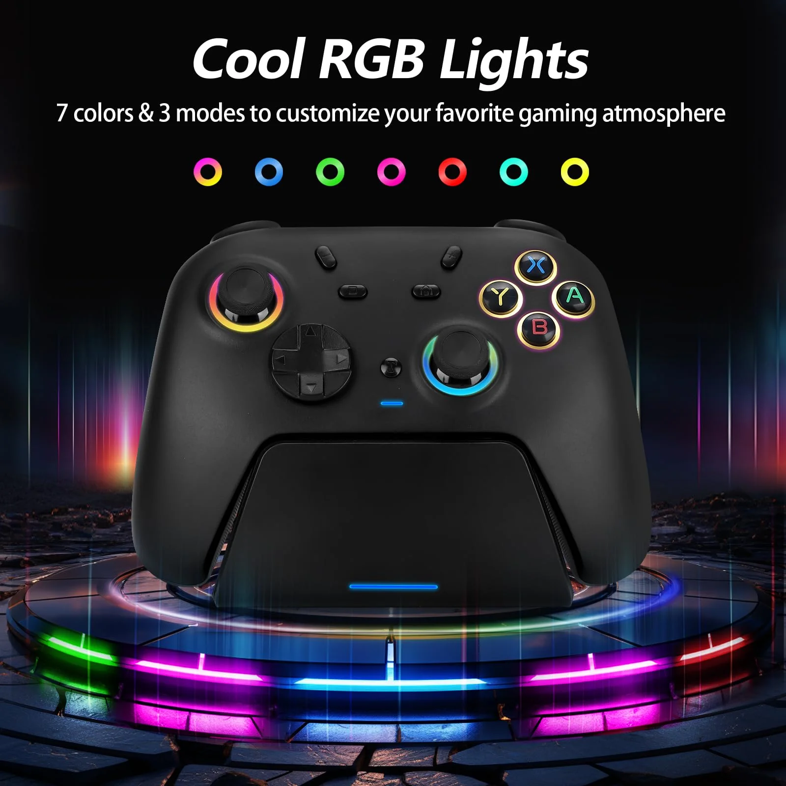 DoJoZone PC Controller Wireless mit Ladestation, Switch Pro Controller mit Hall Effekt Joystick (Kein Drift) Hall Trigger, 7 RGB Licht, 2.4G Gaming Controller für PC Windows/Switch/OLED/Lite/Steam - Image 5
