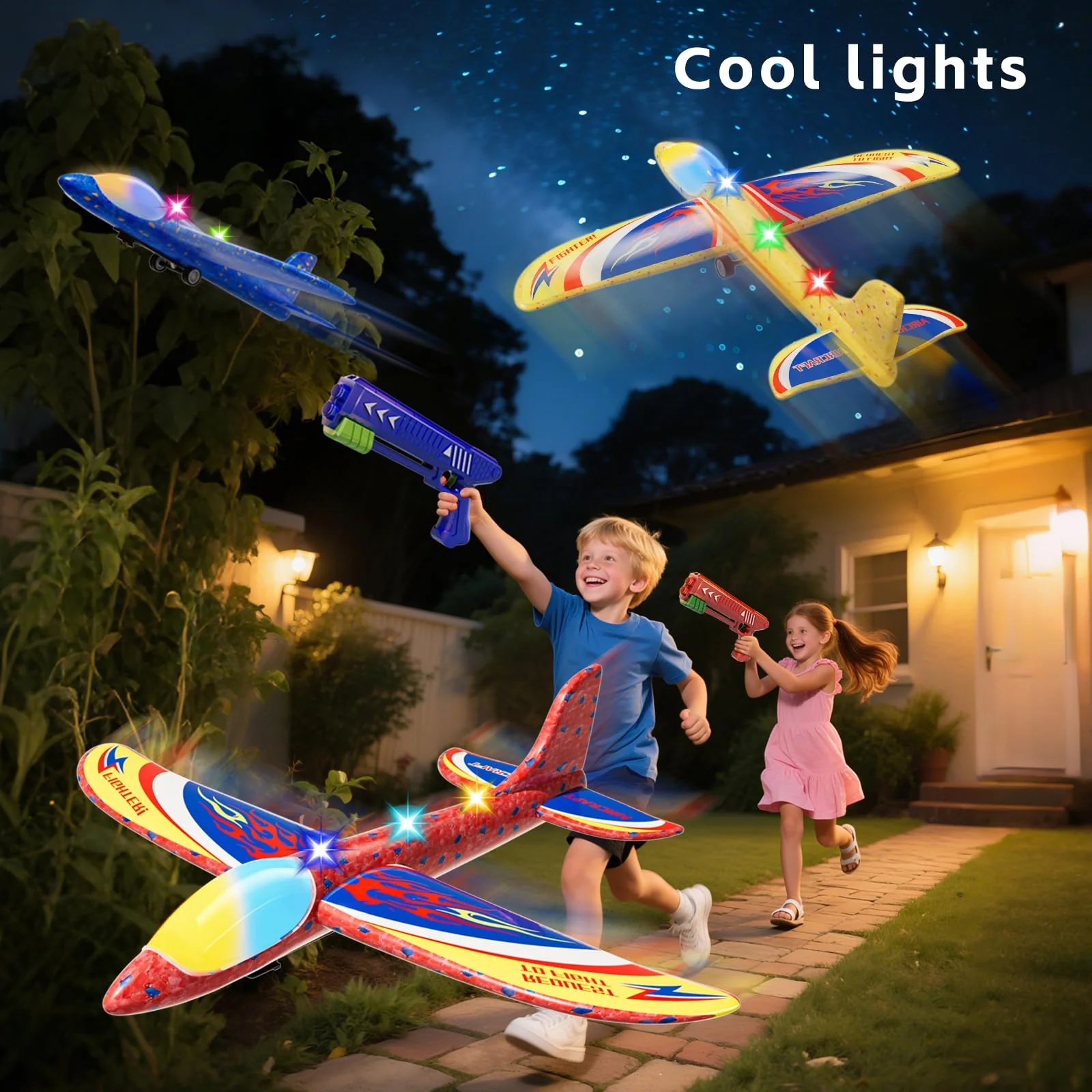 Doloowee 3 Pack Flugzeug Launcher Spielzeug Flugzeugbausätze, 12,6 Zoll LED Schaum Gleiter Katapult, 2 Flug Modi, fliegen, 3 4 5 6 7 8-12 Jahre alt Jungen Mädchen Geburtstag Geschenke(Blau) - Image 7