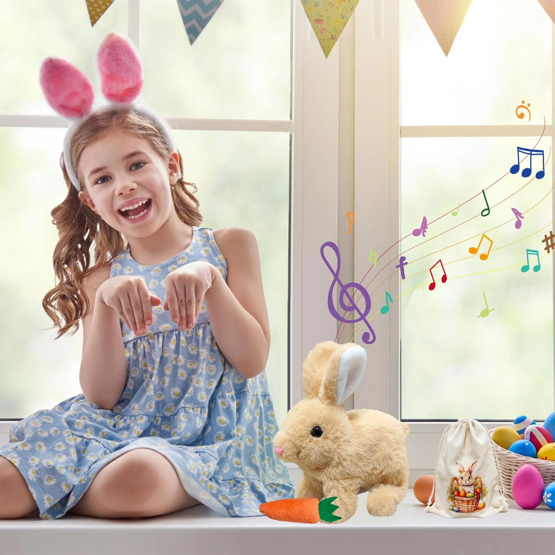 donciety interaktives Kaninchen Spielzeug, Bunny Realistisches Kaninchen, Realistisches Hasenspielzeug Kuscheltier Hase Hüpfendes Kaninchen My Realistic Toy für Kinder (Beutellos) - Image 3