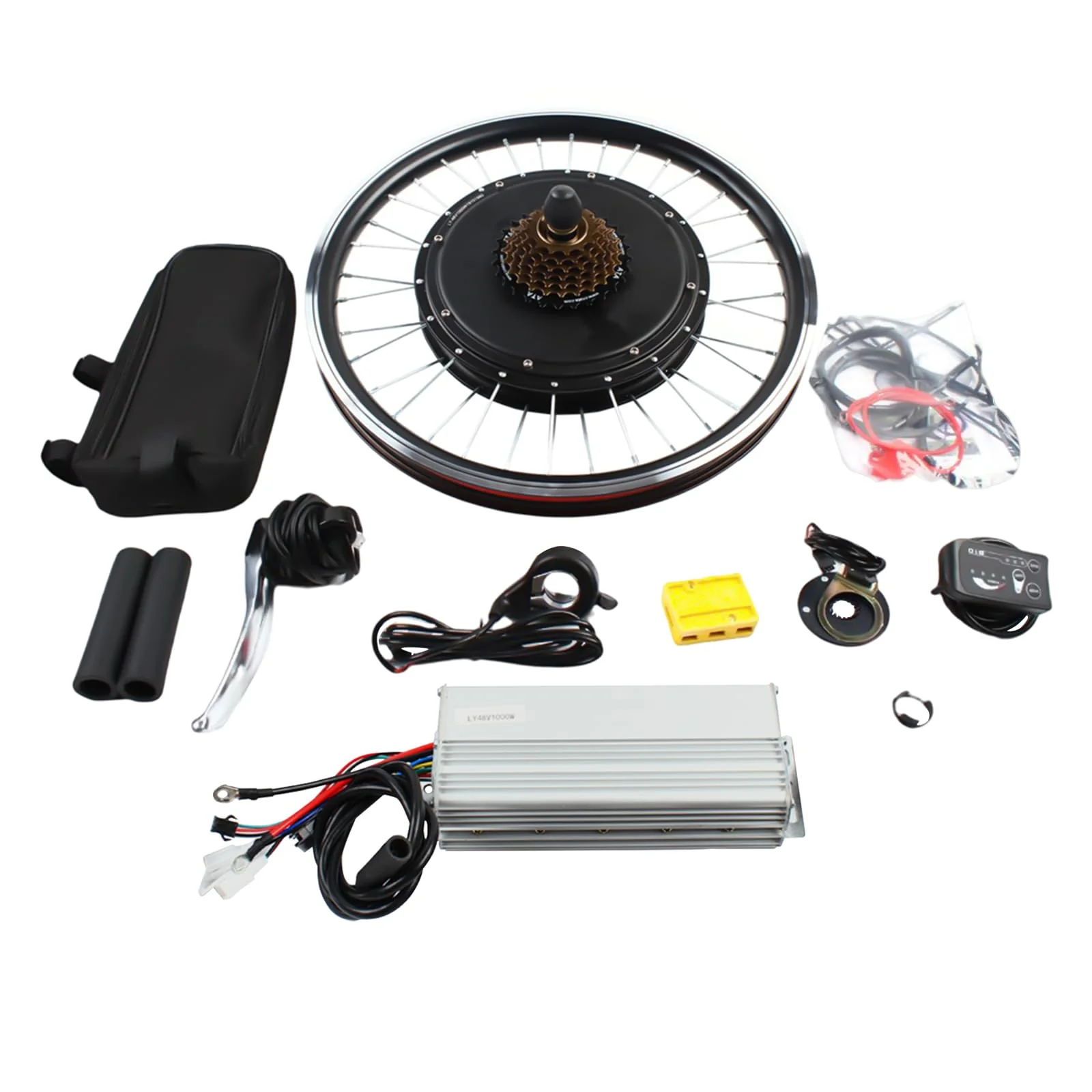 Donened - 20" Ebike Umbausatz, E-Bike Hinterrad Umbausatz Kit mit LED-Anzeige, 48V 1000W 43KM/H Elektrofahrrad Umbausatz, Ebike Conversion Kit