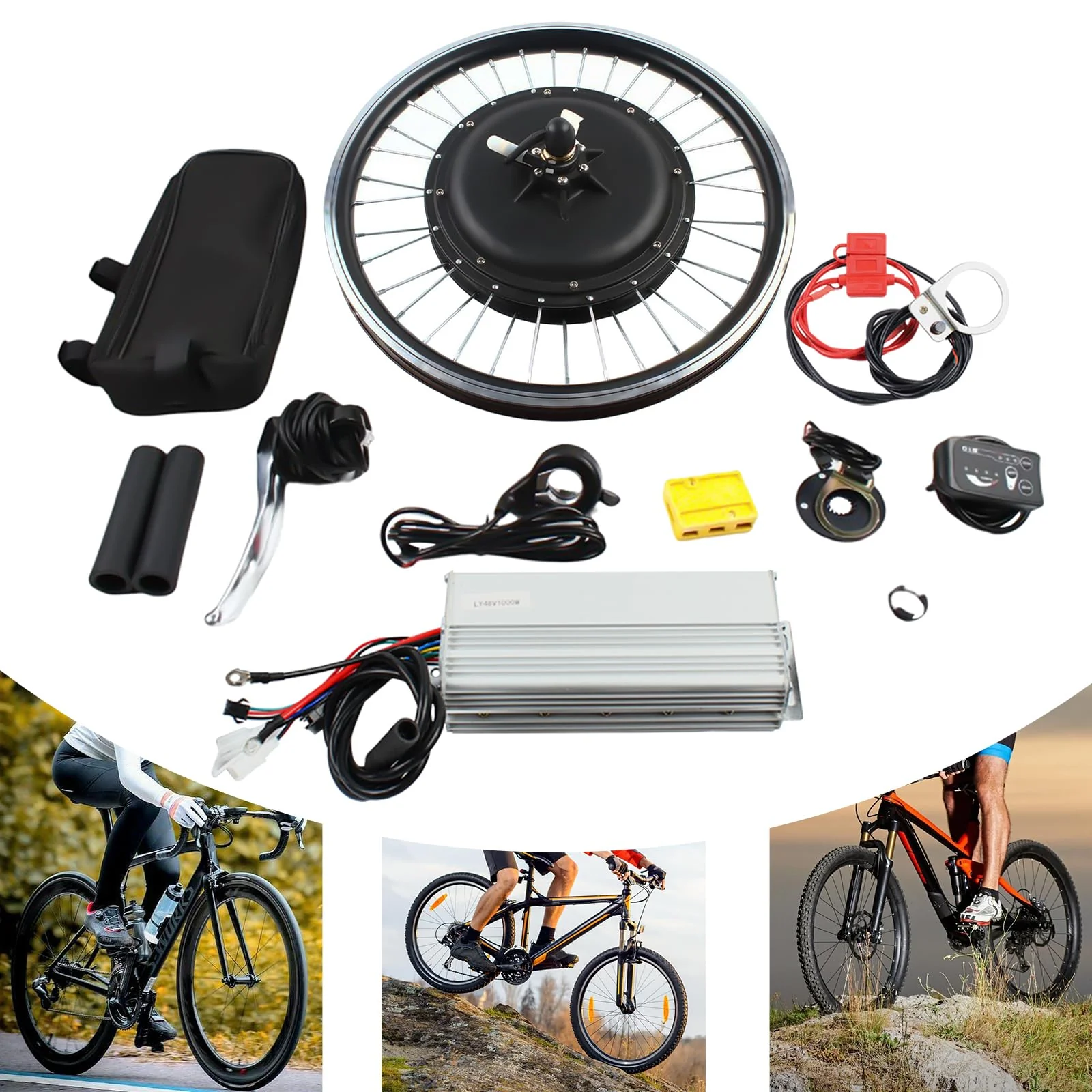 Donened - 20" Ebike Umbausatz, E-Bike Hinterrad Umbausatz Kit mit LED-Anzeige, 48V 1000W 43KM/H Elektrofahrrad Umbausatz, Ebike Conversion Kit - Image 7