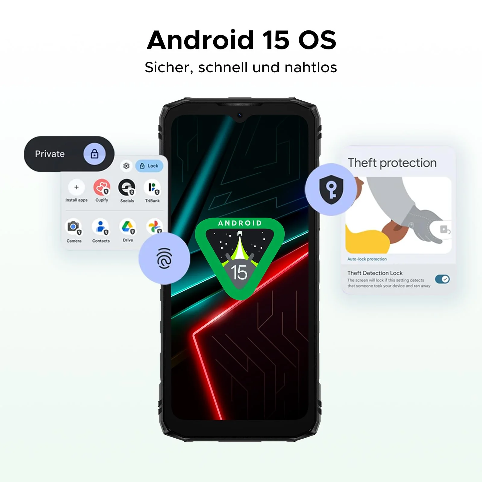 DOOGEE Blade 10 Energy Outdoor Handy Android 15, 24GB RAM/128GB ROM(2TB), 4.5G 6150mAh Akku, 10,7mm ultradünn Outdoor Smartphone, 6.56" HD+90Hz,16MP+8MP Kamera, 3 Card Slots/NFC/Face ID/OTG/IP68 - Image 5
