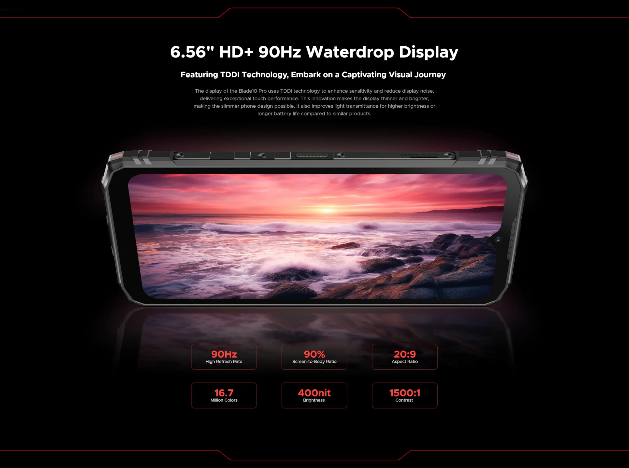 DOOGEE Blade 10 Pro Smartphone ohne Vertrag (2024), 16GB + 256GB, 5150mAh Akku Thin Simlockfreie Handys, Robustes 4G, 50MP Kamera + 8MP Outdoor Handy, Android 14, 6.56 Zoll, NFC Rot - Image 3