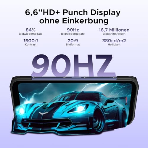 DOOGEE Blade 20 Android 15 Outdoor Handy Ohne Vertrag 10300mAh, 20GB+128GB/2TB Outdoor Smartphone Ultradünn 15,8mm, 6.6" HD+ IPS Punch Display, 16MP Kamera, DREI Kartenfächer/ IP68/ NFC/GPS/Face ID - Image 4