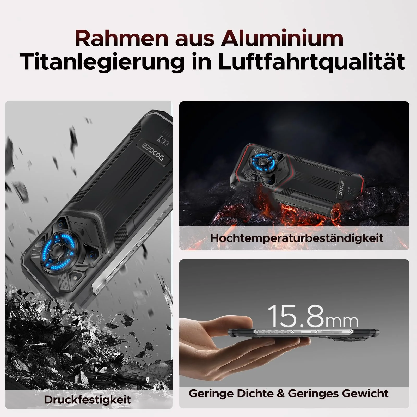 DOOGEE Blade 20 Play AI 5G Android 15 Outdoor Handy Ohne Vertrag, Dimensity 7050, 10300mAh/33W, 32GB+256GB+2TB Outdoor Smartphone, 125dB Lautsprecher, 50MP+20MP Nachtsicht, 6.6" HD+, WiFi6/NFC/Face ID - Image 3