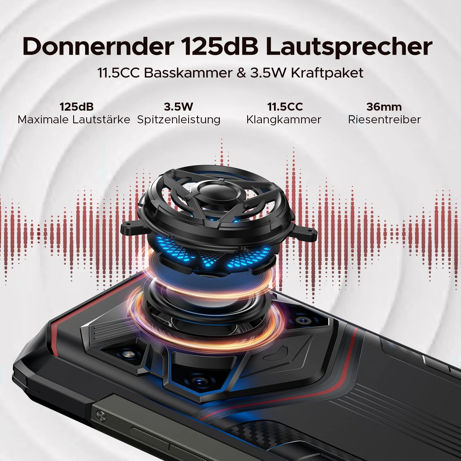 DOOGEE Blade 20 Play AI 5G Android 15 Outdoor Handy Ohne Vertrag, Dimensity 7050, 10300mAh/33W, 32GB+256GB+2TB Outdoor Smartphone, 125dB Lautsprecher, 50MP+20MP Nachtsicht, 6.6" HD+, WiFi6/NFC/Face ID - Image 7