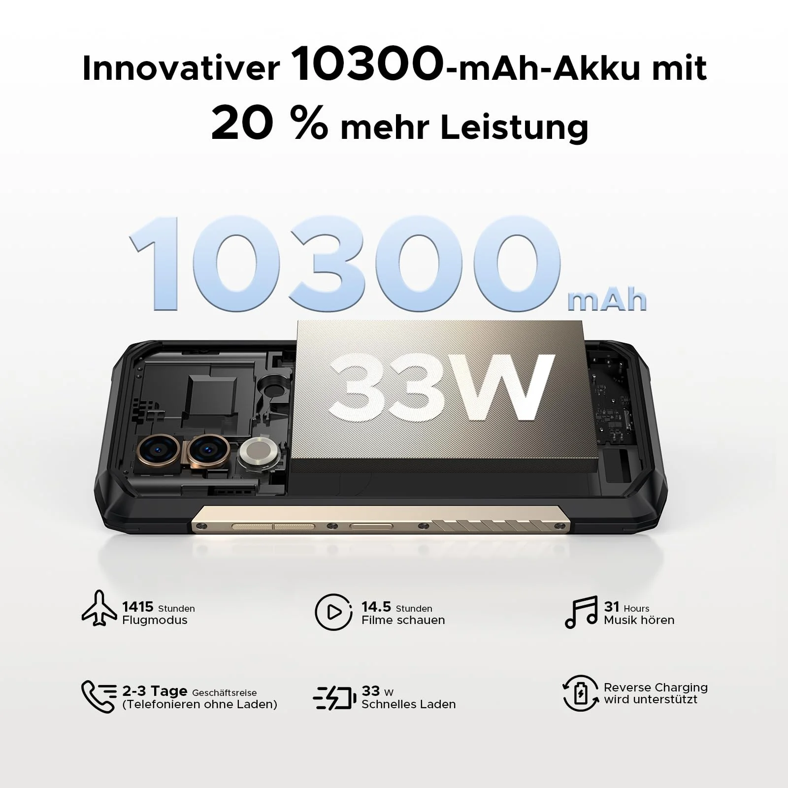 DOOGEE Blade 20 Turbo 5G AI Android 15 Outdoor Handy Ohne Vertrag, 10300mAh/33W, 32GB+256GB/TF 2TB Outdoor Smartphone, 50MP AI Kamera, 6.6" IPS Display, 3 Karten Dual 5G SIM/ IP68/ NFC/GPS/Face ID/OTG - Image 10
