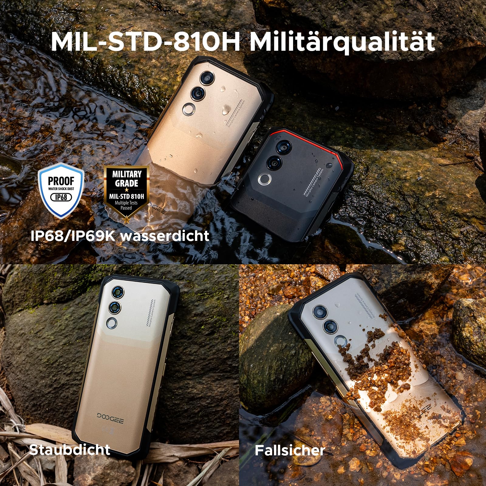 DOOGEE Blade 20 Turbo 5G AI Android 15 Outdoor Handy Ohne Vertrag, 10300mAh/33W, 32GB+256GB/TF 2TB Outdoor Smartphone, 50MP AI Kamera, 6.6" IPS Display, 3 Karten Dual 5G SIM/ IP68/ NFC/GPS/Face ID/OTG - Image 2