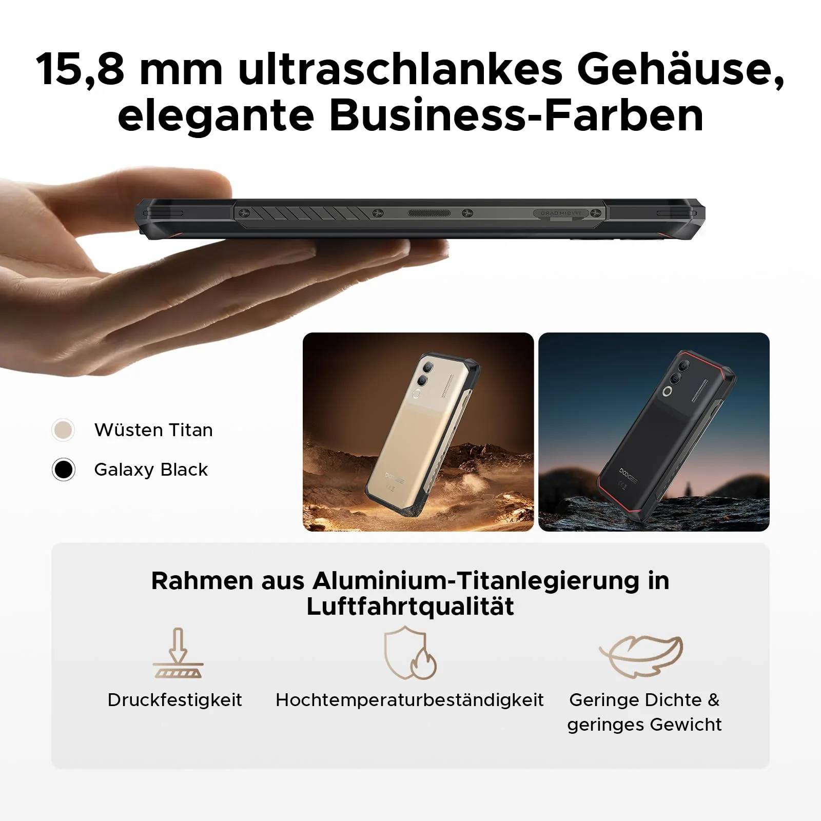 DOOGEE Blade 20 Turbo 5G AI Android 15 Outdoor Handy Ohne Vertrag, 10300mAh/33W, 32GB+256GB/TF 2TB Outdoor Smartphone, 50MP AI Kamera, 6.6" IPS Display, 3 Karten Dual 5G SIM/ IP68/ NFC/GPS/Face ID/OTG - Image 3