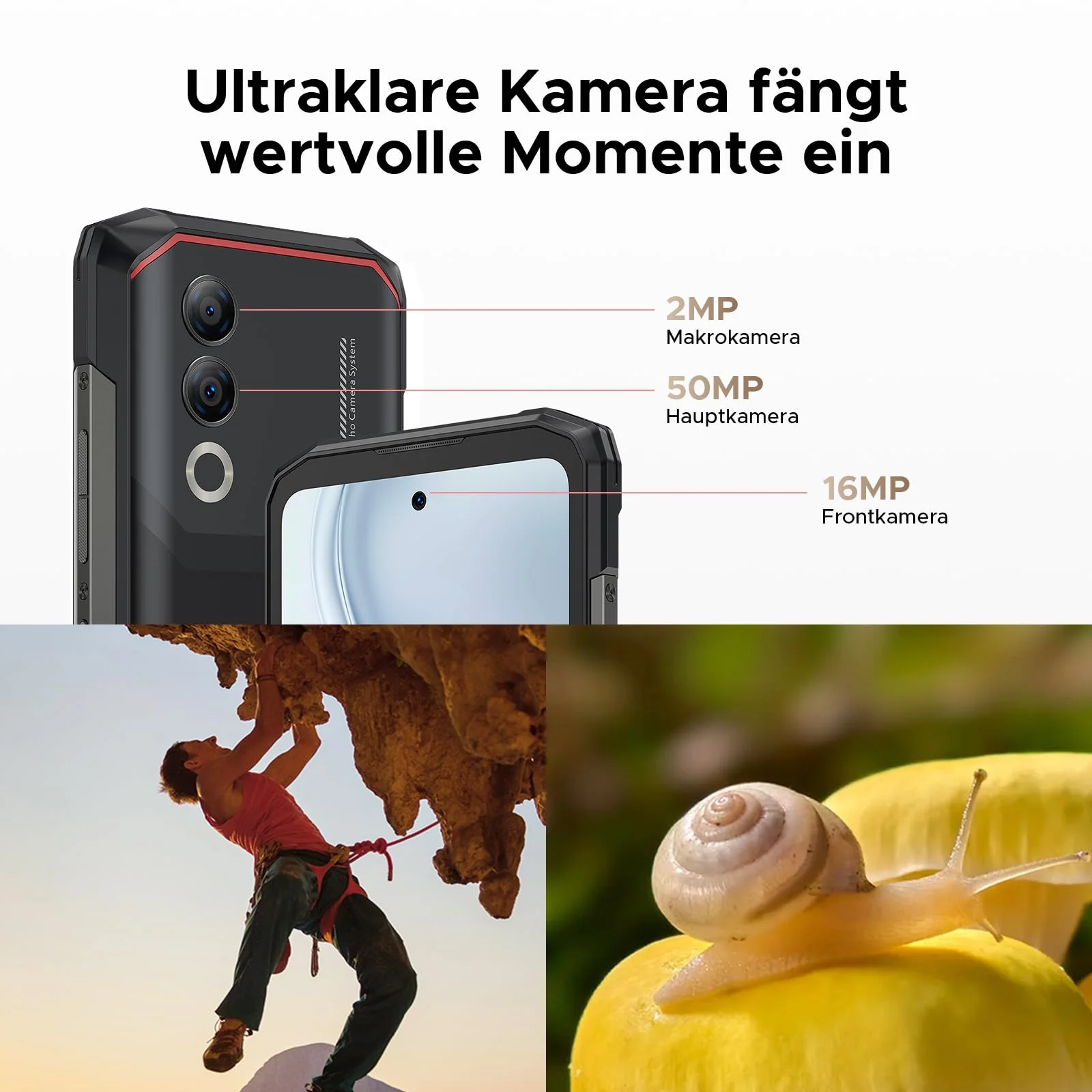 DOOGEE Blade 20 Turbo 5G AI Android 15 Outdoor Handy Ohne Vertrag, 10300mAh/33W, 32GB+256GB/TF 2TB Outdoor Smartphone, 50MP AI Kamera, 6.6" IPS Display, 3 Karten Dual 5G SIM/ IP68/ NFC/GPS/Face ID/OTG - Image 4