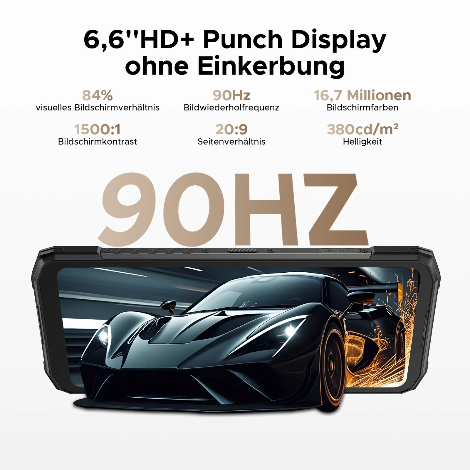 DOOGEE Blade 20 Turbo 5G AI Android 15 Outdoor Handy Ohne Vertrag, 10300mAh/33W, 32GB+256GB/TF 2TB Outdoor Smartphone, 50MP AI Kamera, 6.6" IPS Display, 3 Karten Dual 5G SIM/ IP68/ NFC/GPS/Face ID/OTG - Image 5