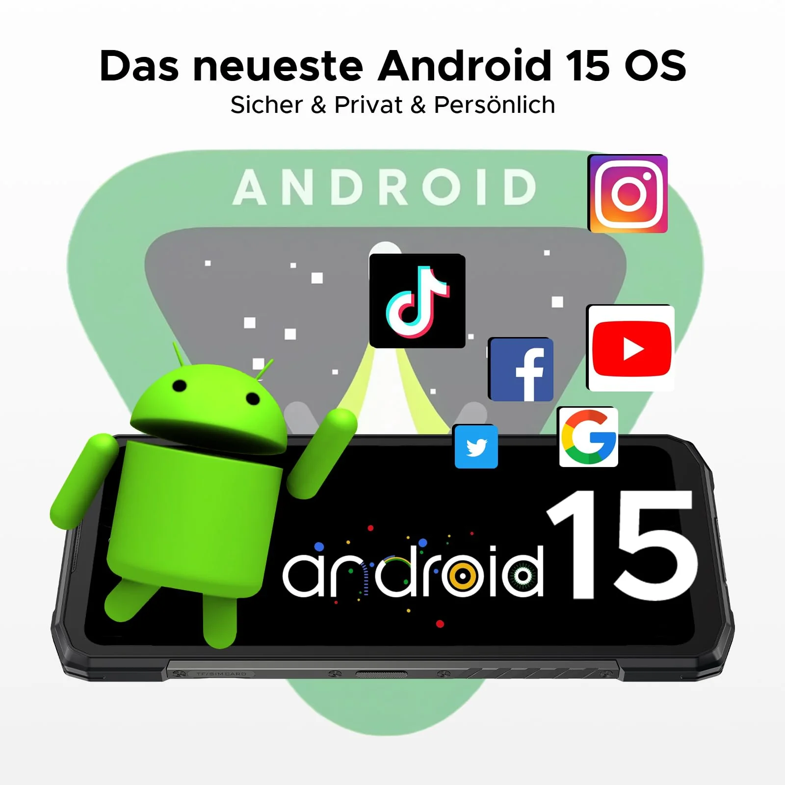 DOOGEE Blade 20 Turbo 5G AI Android 15 Outdoor Handy Ohne Vertrag, 10300mAh/33W, 32GB+256GB/TF 2TB Outdoor Smartphone, 50MP AI Kamera, 6.6" IPS Display, 3 Karten Dual 5G SIM/ IP68/ NFC/GPS/Face ID/OTG - Image 6
