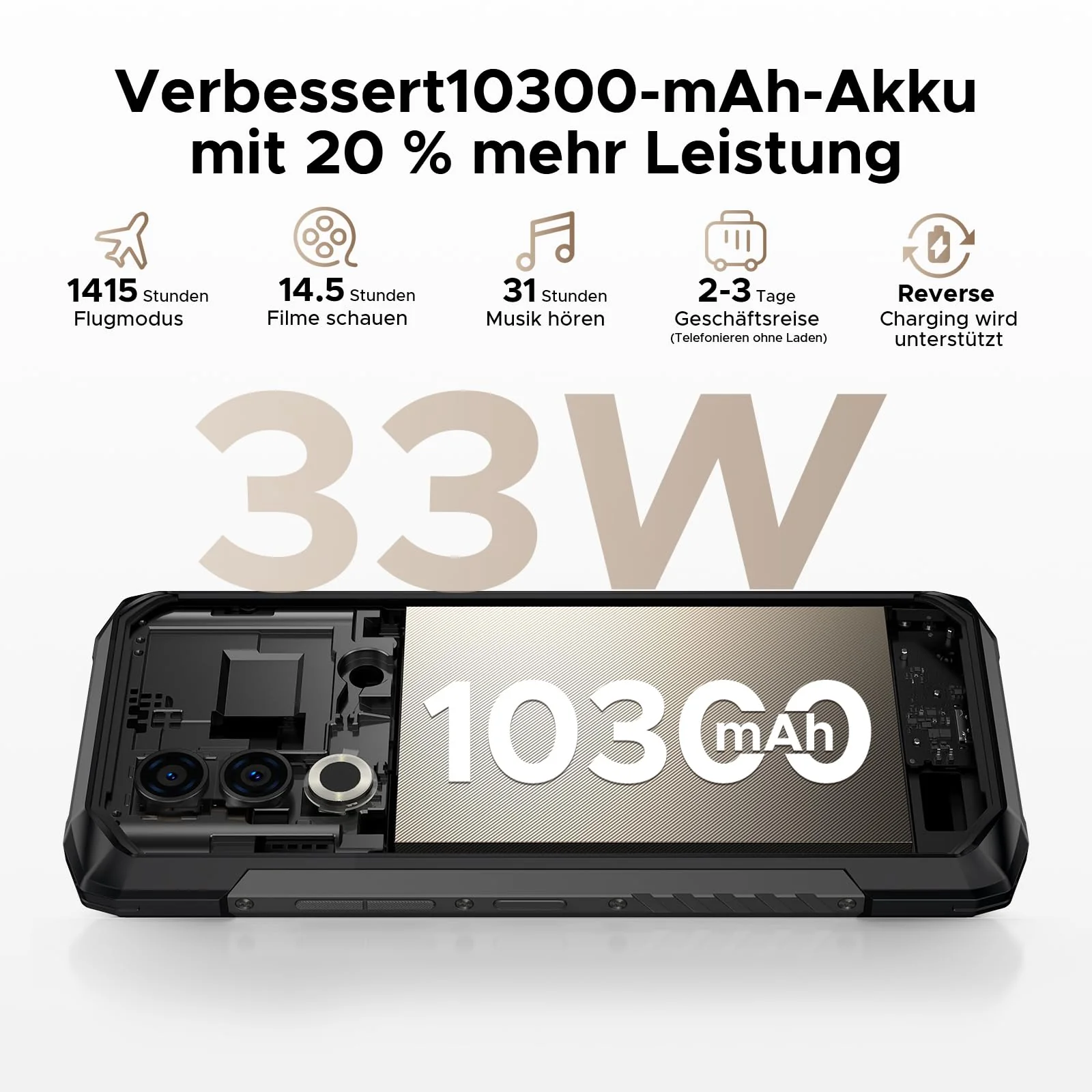 DOOGEE Blade 20 Turbo 5G AI Android 15 Outdoor Handy Ohne Vertrag, 10300mAh/33W, 32GB+256GB/TF 2TB Outdoor Smartphone, 50MP AI Kamera, 6.6" IPS Display, 3 Karten Dual 5G SIM/ IP68/ NFC/GPS/Face ID/OTG - Image 8