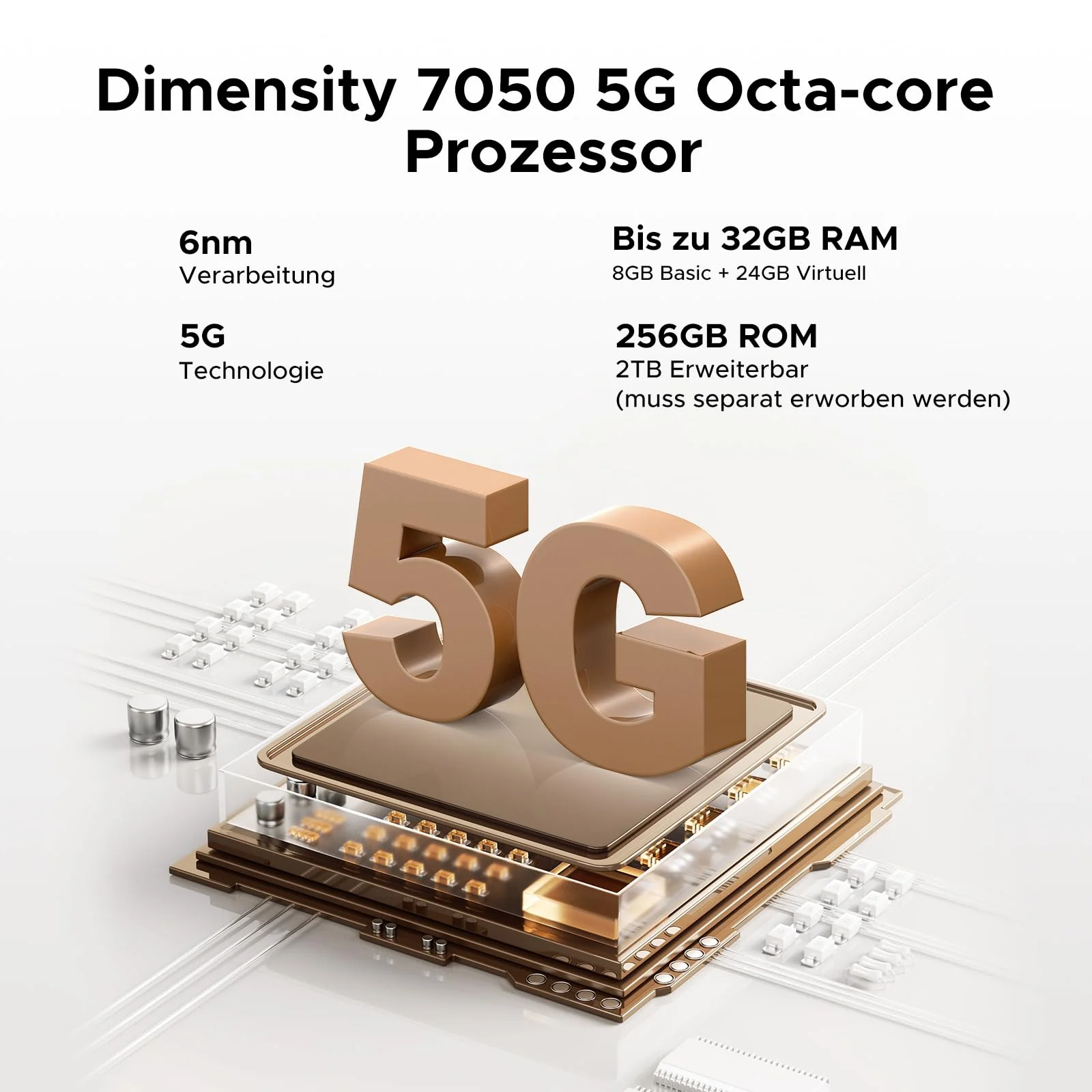 DOOGEE Blade 20 Turbo 5G AI Android 15 Outdoor Handy Ohne Vertrag, 10300mAh/33W, 32GB+256GB/TF 2TB Outdoor Smartphone, 50MP AI Kamera, 6.6" IPS Display, 3 Karten Dual 5G SIM/ IP68/ NFC/GPS/Face ID/OTG - Image 9
