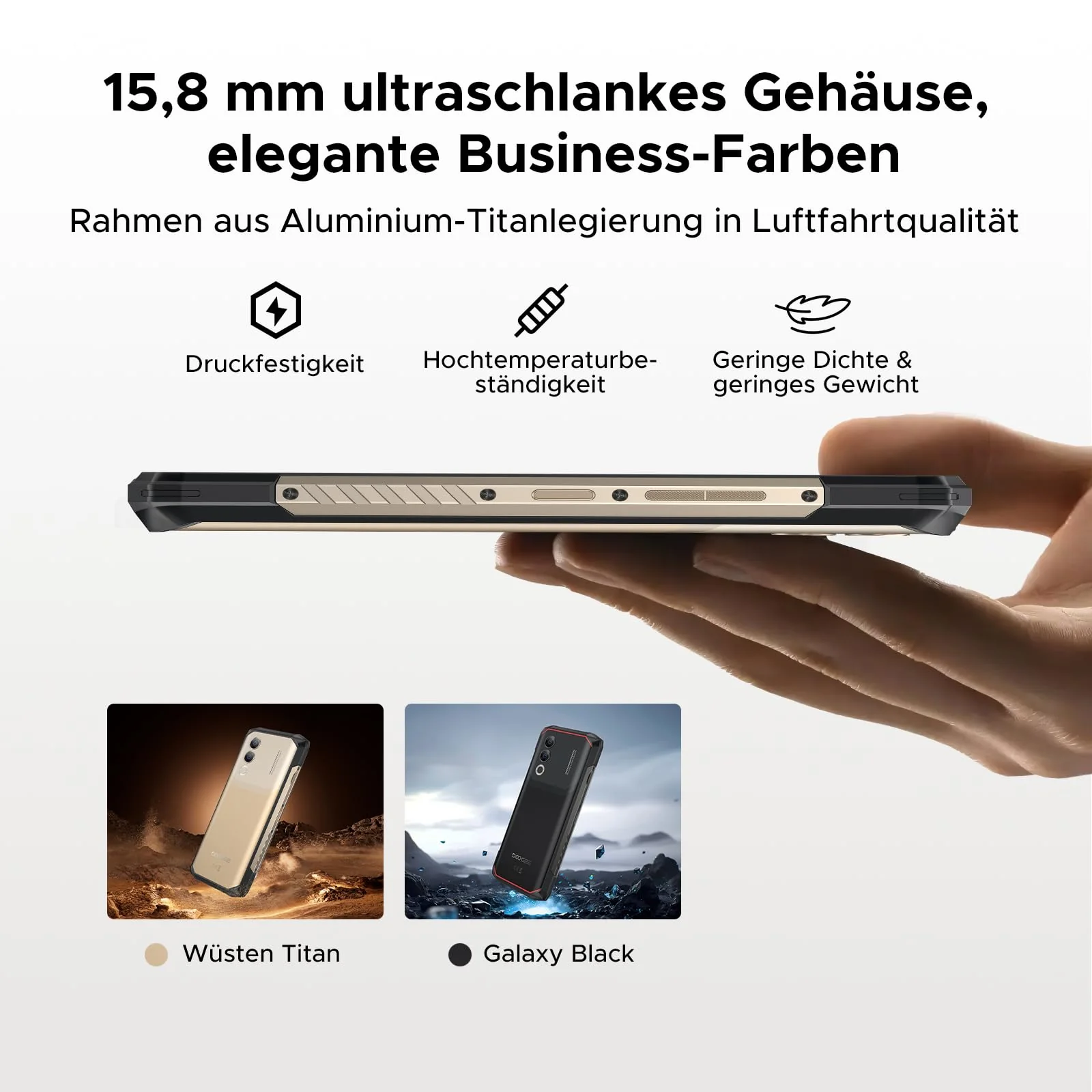 DOOGEE Blade 20 Turbo 5G AI Android 15 Outdoor Handy Ohne Vertrag, 10300mAh/33W, 32GB+256GB/TF 2TB Outdoor Smartphone, 50MP AI Kamera, 6.6" IPS Display, 3 Karten Dual 5G SIM/ IP68/ NFC/GPS/Face ID/OTG - Image 6