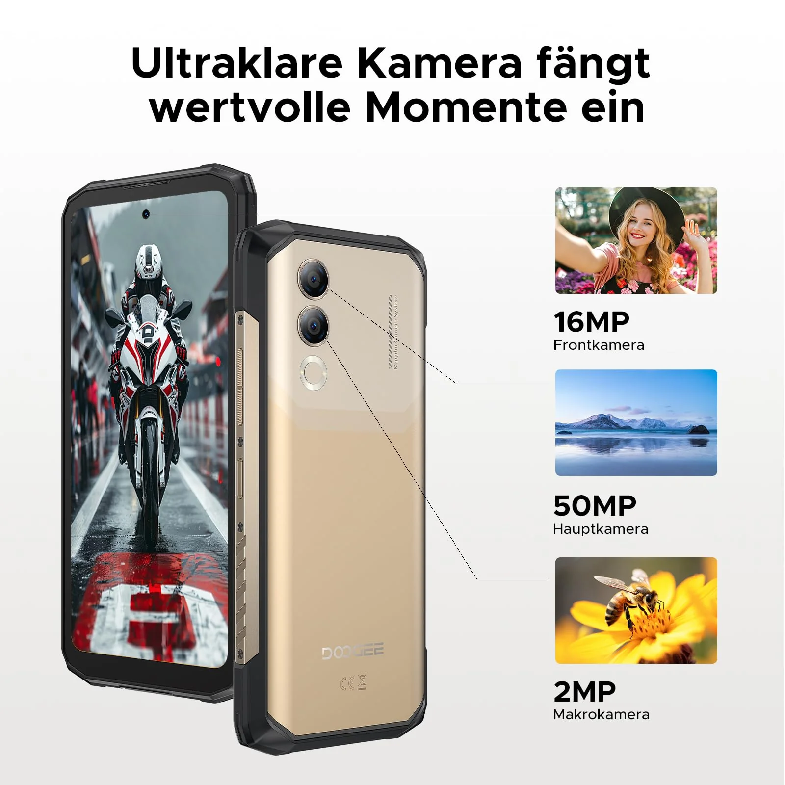 DOOGEE Blade 20 Turbo 5G AI Android 15 Outdoor Handy Ohne Vertrag, 10300mAh/33W, 32GB+256GB/TF 2TB Outdoor Smartphone, 50MP AI Kamera, 6.6" IPS Display, 3 Karten Dual 5G SIM/ IP68/ NFC/GPS/Face ID/OTG - Image 7