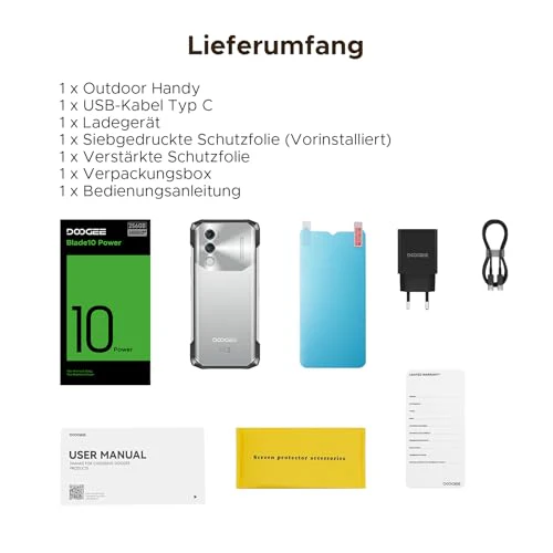 DOOGEE Blade10 Power Android 16 AI Outdoor Handy 10300mAh, 24GB +256GB / TF 2TB Outdoor Smartphone Ohne Vertrag, 6.6'' HD+ baustellenhandy, Gemini AI 50MP Kamera, IP69K/ NFC/GPS/Face ID/3 Card Slot - Image 2