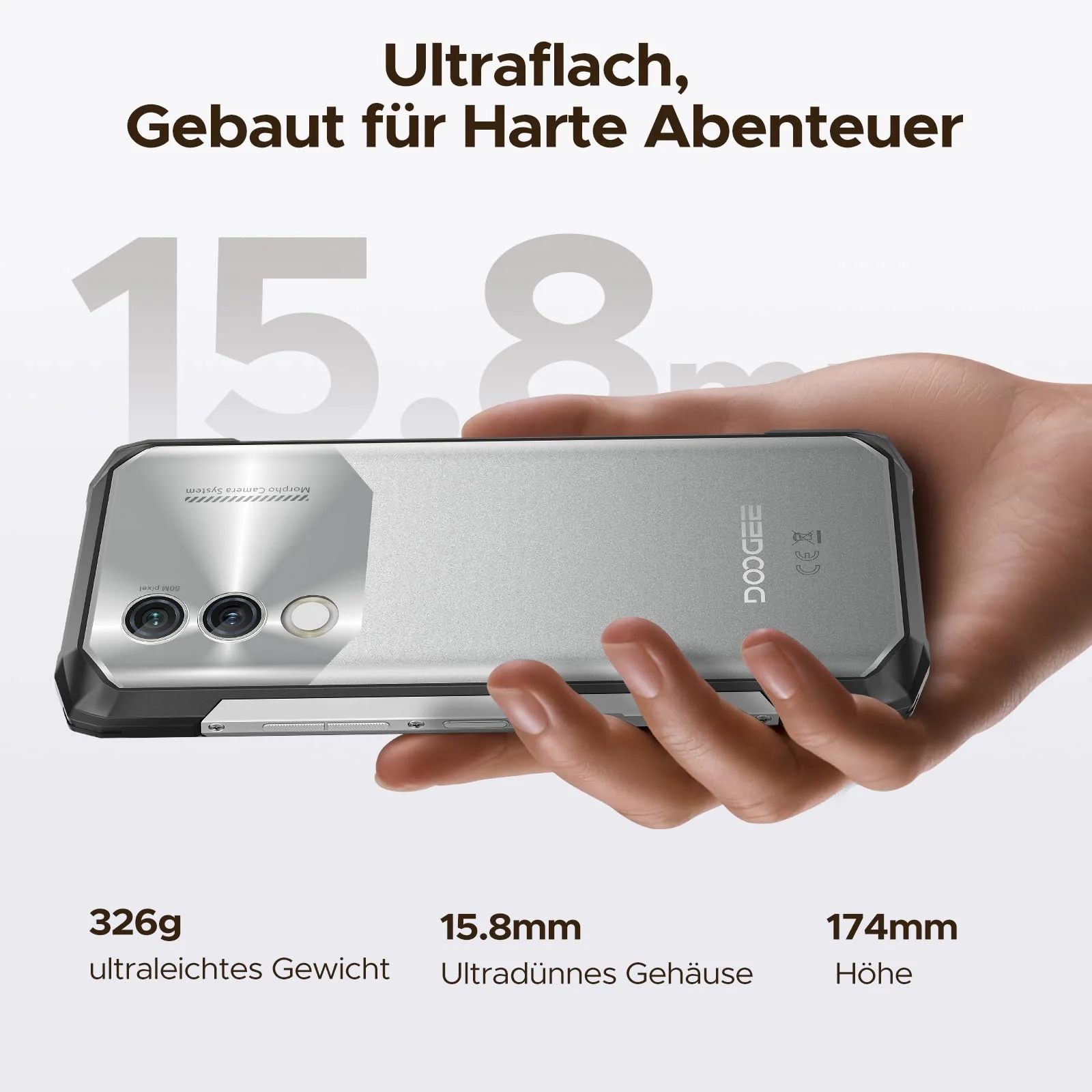 DOOGEE Blade10 Power Android 16 AI Outdoor Handy 10300mAh, 24GB +256GB / TF 2TB Outdoor Smartphone Ohne Vertrag, 6.6'' HD+ baustellenhandy, Gemini AI 50MP Kamera, IP69K/ NFC/GPS/Face ID/3 Card Slot - Image 7