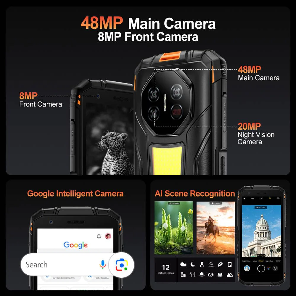 DOOGEE Fire 3 Max 1200LM Campingleuchten 4G Outdoor Handy Ohne Vertrag,8350mAh/18W,32GB+256GB/2TB Android 15 Robuste Smartphone,5.5''HD+,48MP+20MP Nachtsicht Baustellenhandy,NFC/Widevine L1 (Grün) - Image 4