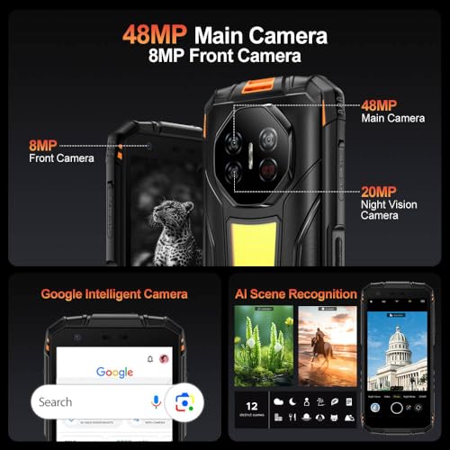 DOOGEE Fire 3 Max 1200LM Campingleuchten 4G Outdoor Handy Ohne Vertrag,8350mAh/18W,32GB+256GB/2TB Android 15 Robuste Smartphone,5.5''HD+,48MP+20MP Nachtsicht Baustellenhandy,NFC/Widevine L1 (Orange) - Image 4
