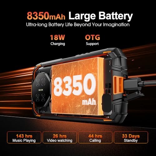 DOOGEE Fire 3 Max 1200LM Campingleuchten 4G Outdoor Handy Ohne Vertrag,8350mAh/18W,32GB+256GB/2TB Android 15 Robuste Smartphone,5.5''HD+,48MP+20MP Nachtsicht Baustellenhandy,NFC/Widevine L1 (Orange) - Image 7