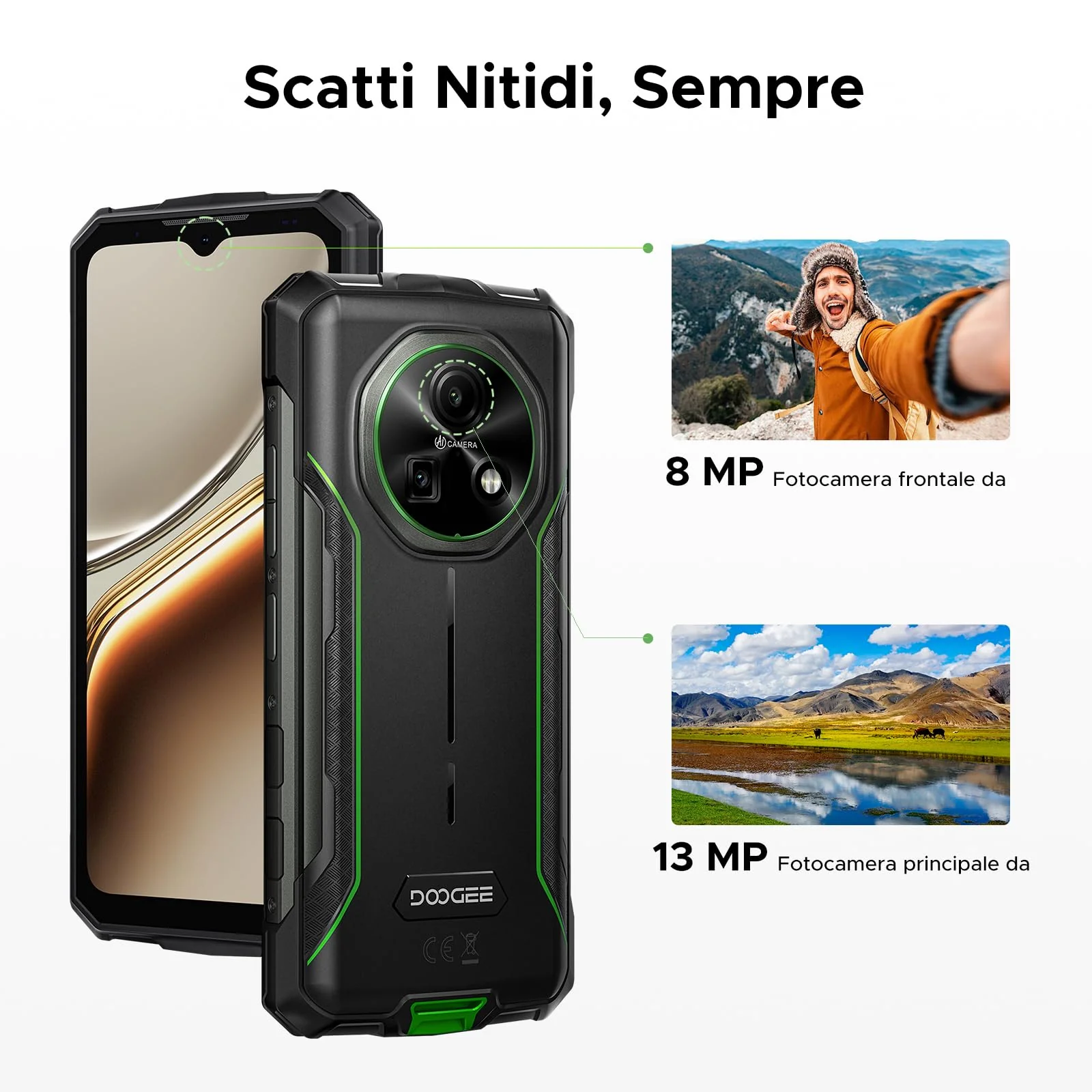 DOOGEE Fire 5 Pro Rugged Smartphone, 20GB+128GB 13000mAh Android 15 Unzerstörbares Telefon, Mediatek Helio G81 Octa-Core, 6.6" 90Hz Display, 13MP+8MP, NFC/Triple Card Slot/Face ID/GPS/IP68/IP69K - Image 3