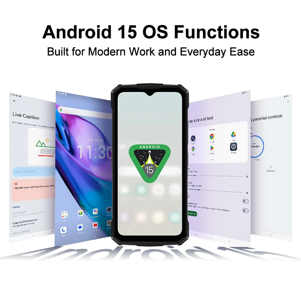 DOOGEE Fire 7 Outdoor Handy Ohne Vertrag 2026, 13000mAh 18W, 16GB+256GB/2TB 5G Outdoor Smartphone,64MP+16MP AI Kamera Baustellenhandy, Android 15, 6.6''HD+90Hz, IP68/NFC/OTG/3 Slot Grün - Image 6