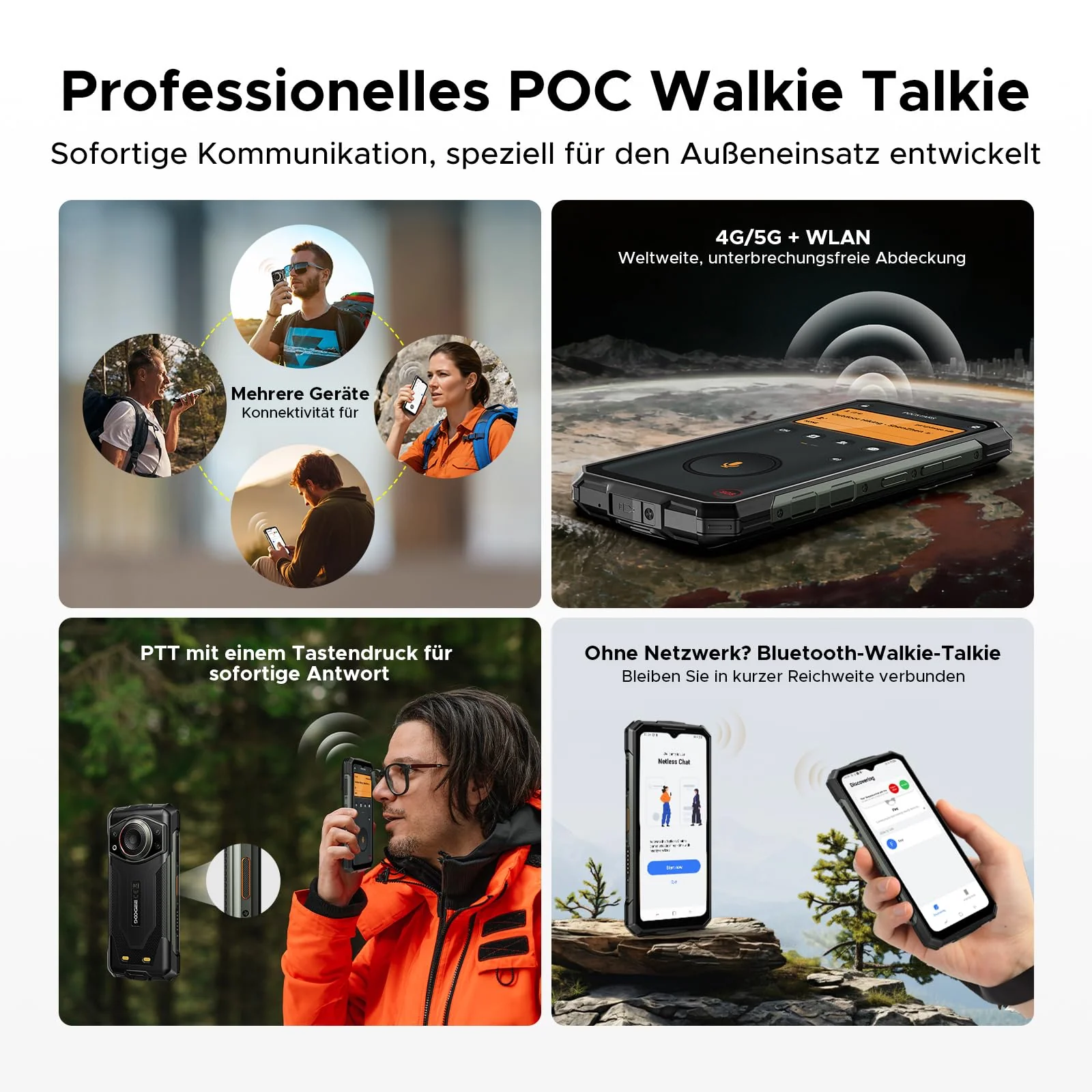 DOOGEE Fire 7 Ultra 5G Outdoor Handy ohne Vertrag, 32GB RAM/256GB ROM(2TB) 125dB Lautsprecher, POC & BT Walkie Talkie, 13000mAh Großer Akku Handy, 64+16MP Outdoor Smartphone, Gemini AI/NFC/OTG/GPS/SOS - Image 6
