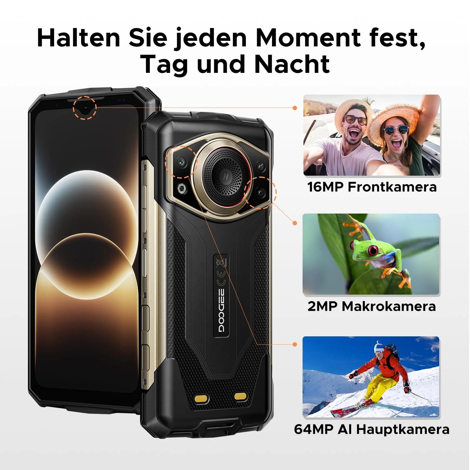 DOOGEE Fire 7 Ultra 5G Outdoor Handy ohne Vertrag, 32GB RAM/256GB ROM(2TB) 125dB Lautsprecher, POC & BT Walkie Talkie, 13000mAh Großer Akku Handy, 64+16MP Outdoor Smartphone, Gemini AI/NFC/OTG/GPS/SOS - Image 4