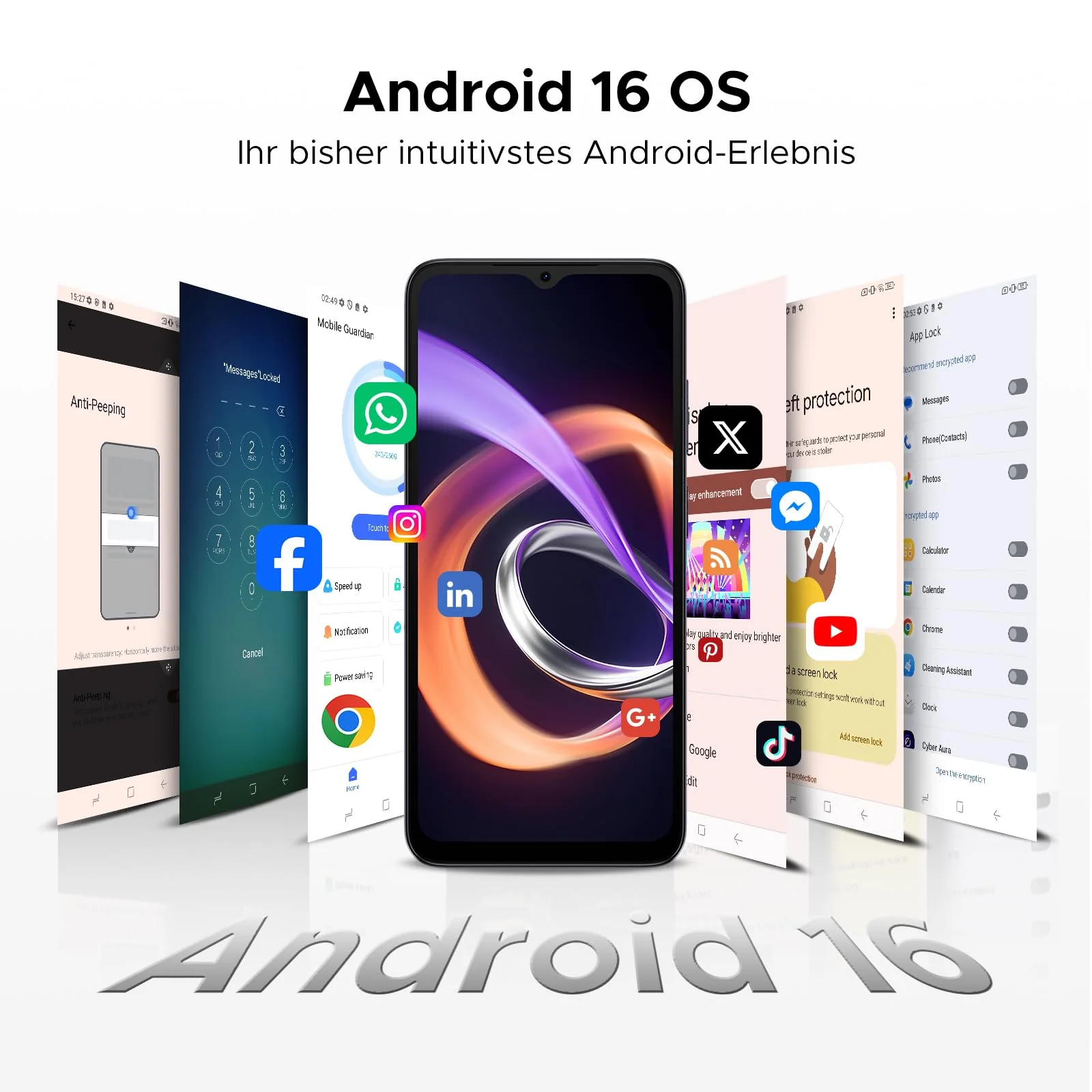 DOOGEE Note 56 Plus AI Android 16 Smartphone Ohne Vertrag, 48GB+256GB/2TB TF, Handy ohne vertrag 50MP AI Kamera, T7225 Octa Core 6150mAh Akku Handy, 6.56" HD+ 90Hz, Widevine L1/NFC/Face/Fingerabdruck - Image 11