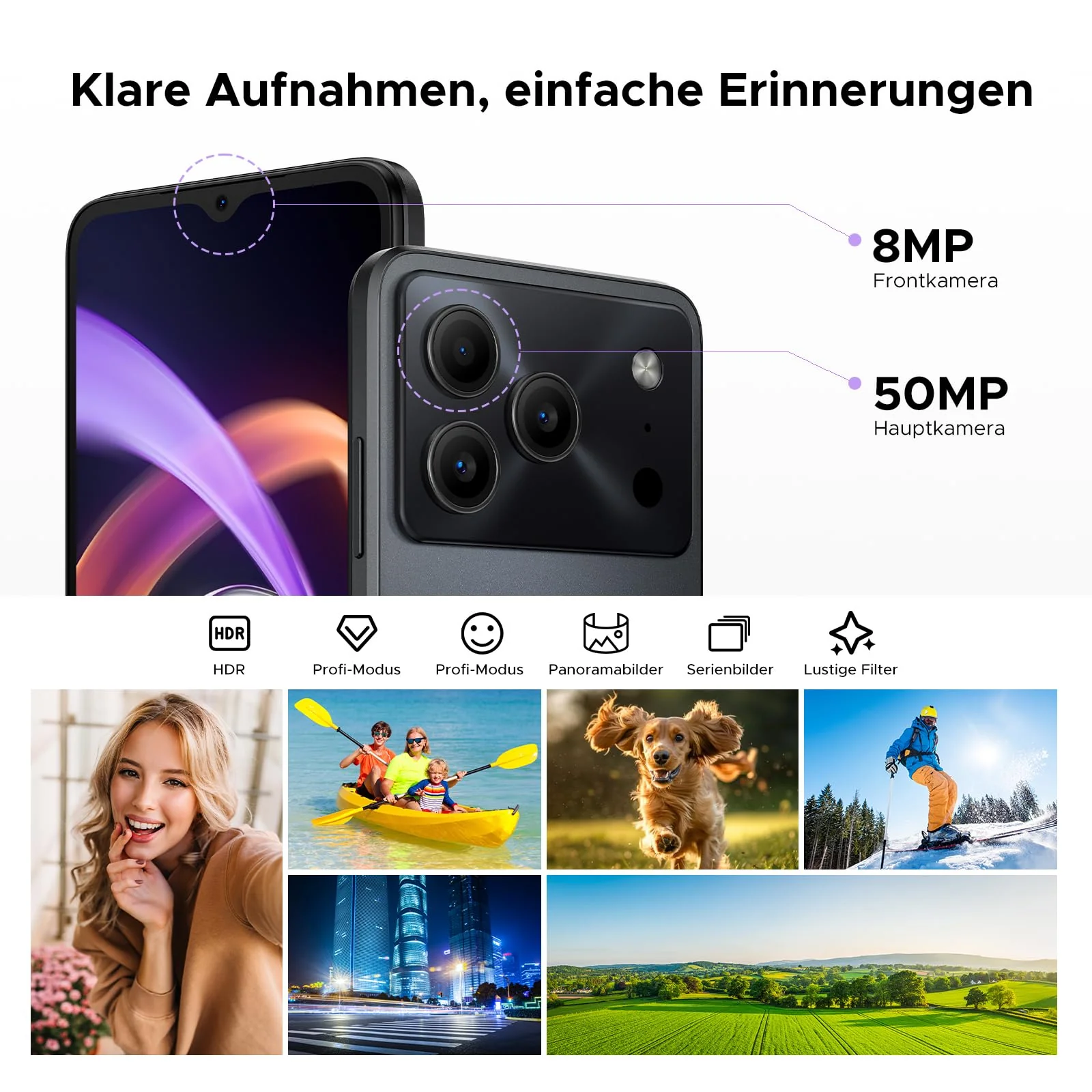 DOOGEE Note 56 Plus AI Android 16 Smartphone Ohne Vertrag, 48GB+256GB/2TB TF, Handy ohne vertrag 50MP AI Kamera, T7225 Octa Core 6150mAh Akku Handy, 6.56" HD+ 90Hz, Widevine L1/NFC/Face/Fingerabdruck - Image 9